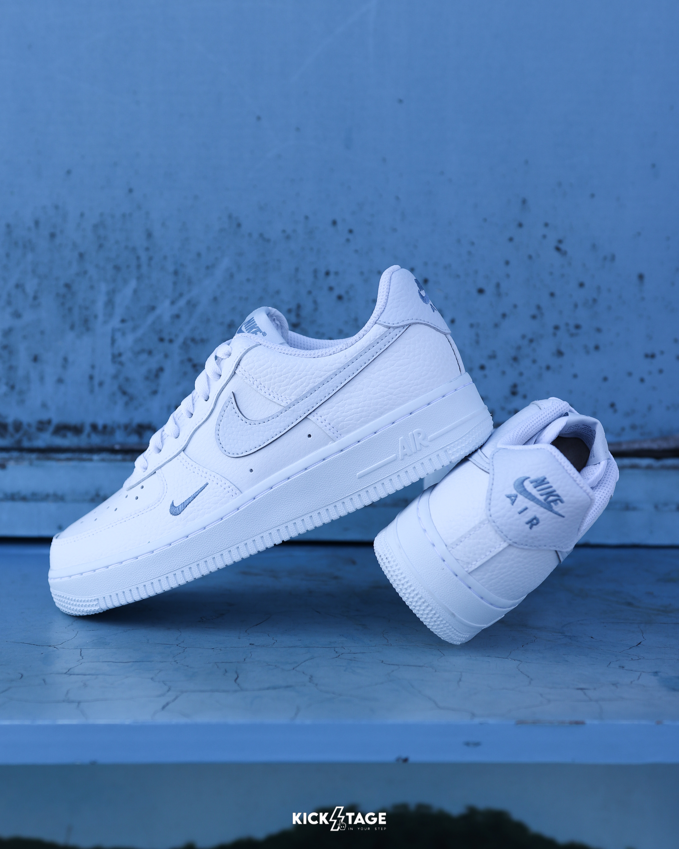 女鞋 NIKE W AIR FORCE 1 白藍 寶寶藍 荔枝皮 刺繡 小勾 休閒鞋【HV2511-100】AF1 WAF1