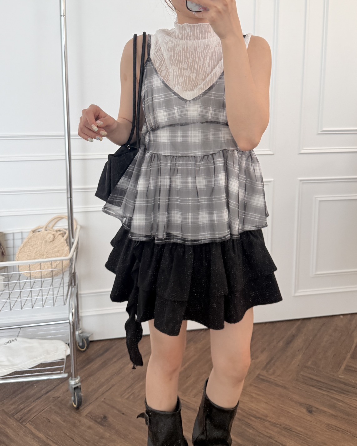 法朵Fado shop｜格紋雪紡吊帶背心 1305003 兩色