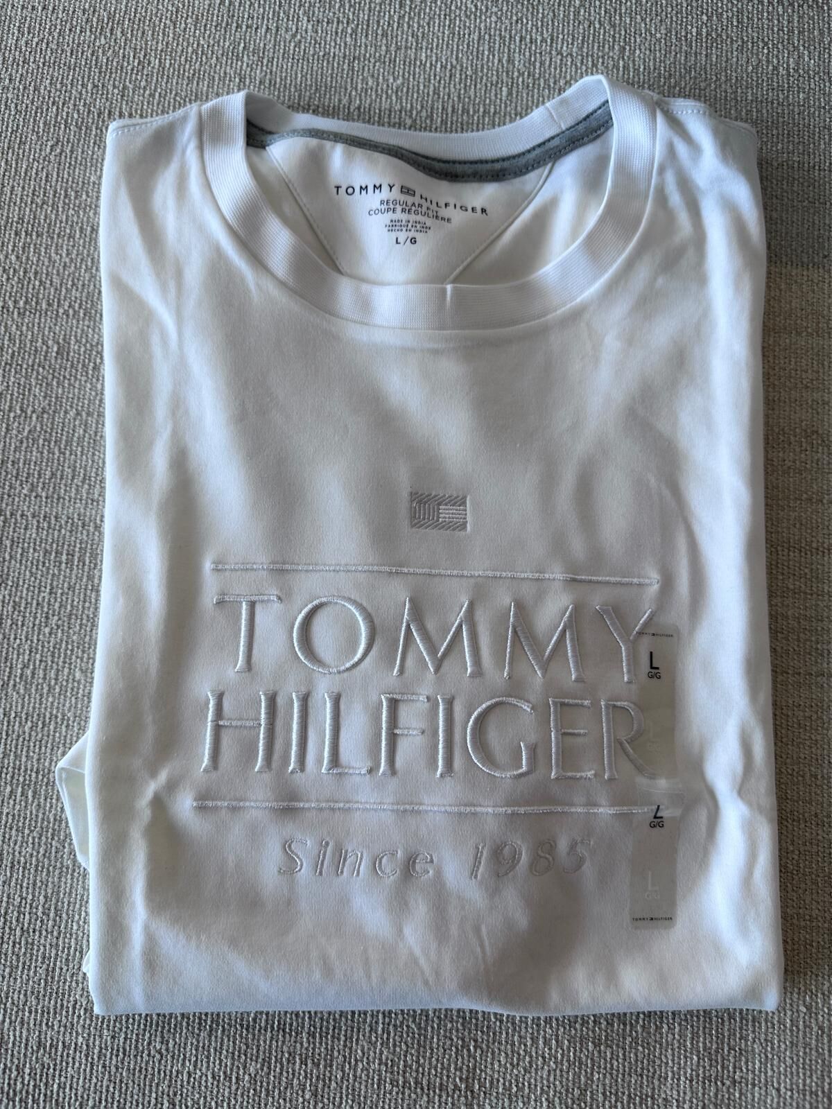 RY66 Tommy  男裝 白色刺繡logo全棉短袖衫