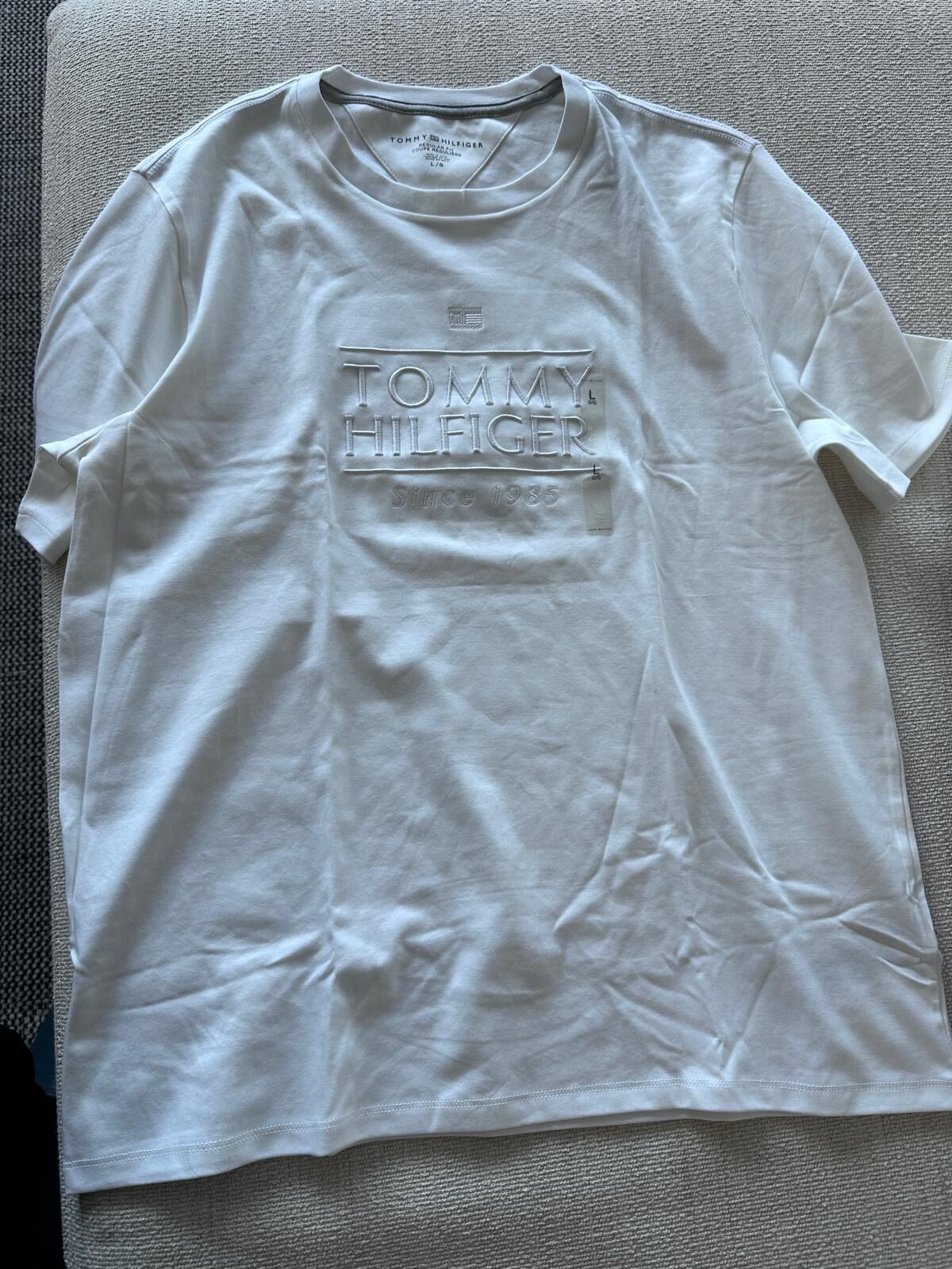 RY66 Tommy  男裝 白色刺繡logo全棉短袖衫