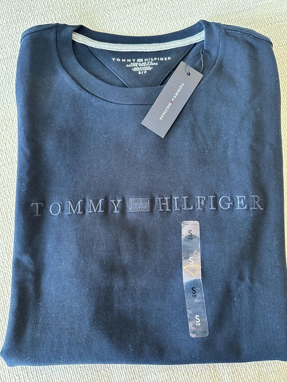 RY68 Tommy 男裝  深藍色暗紋全棉短袖衫