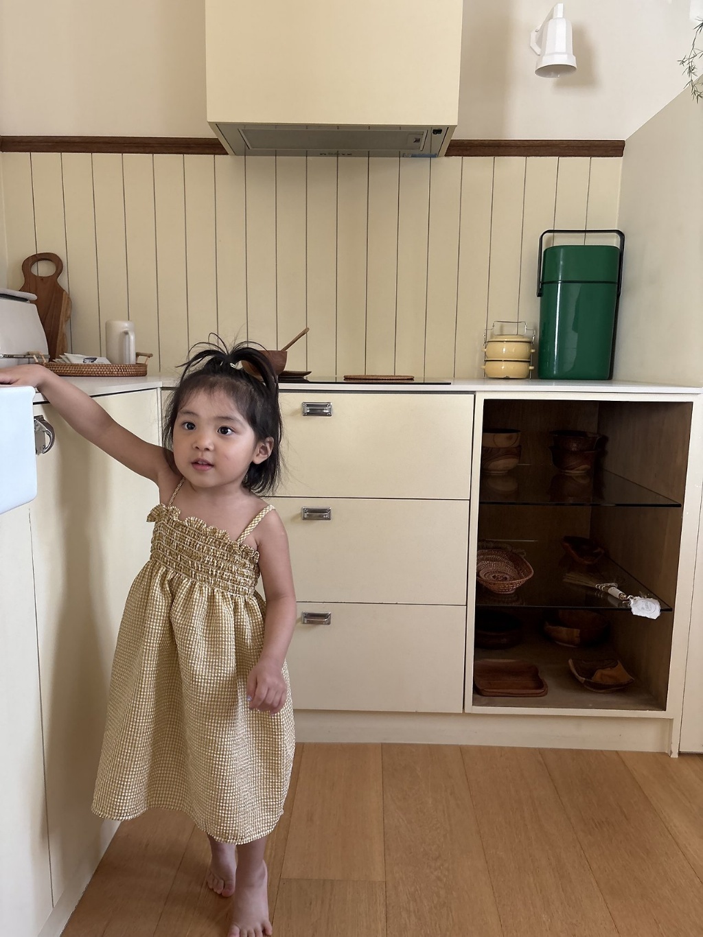 正韓夏pepper 夏季黃格紋吊帶洋裝