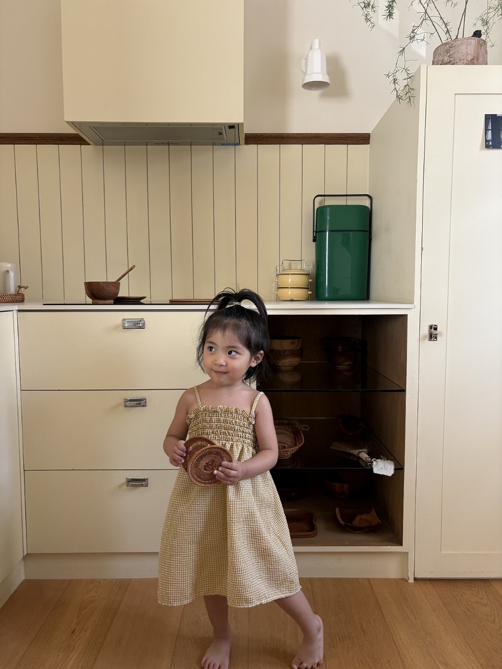 正韓夏pepper 夏季黃格紋吊帶洋裝