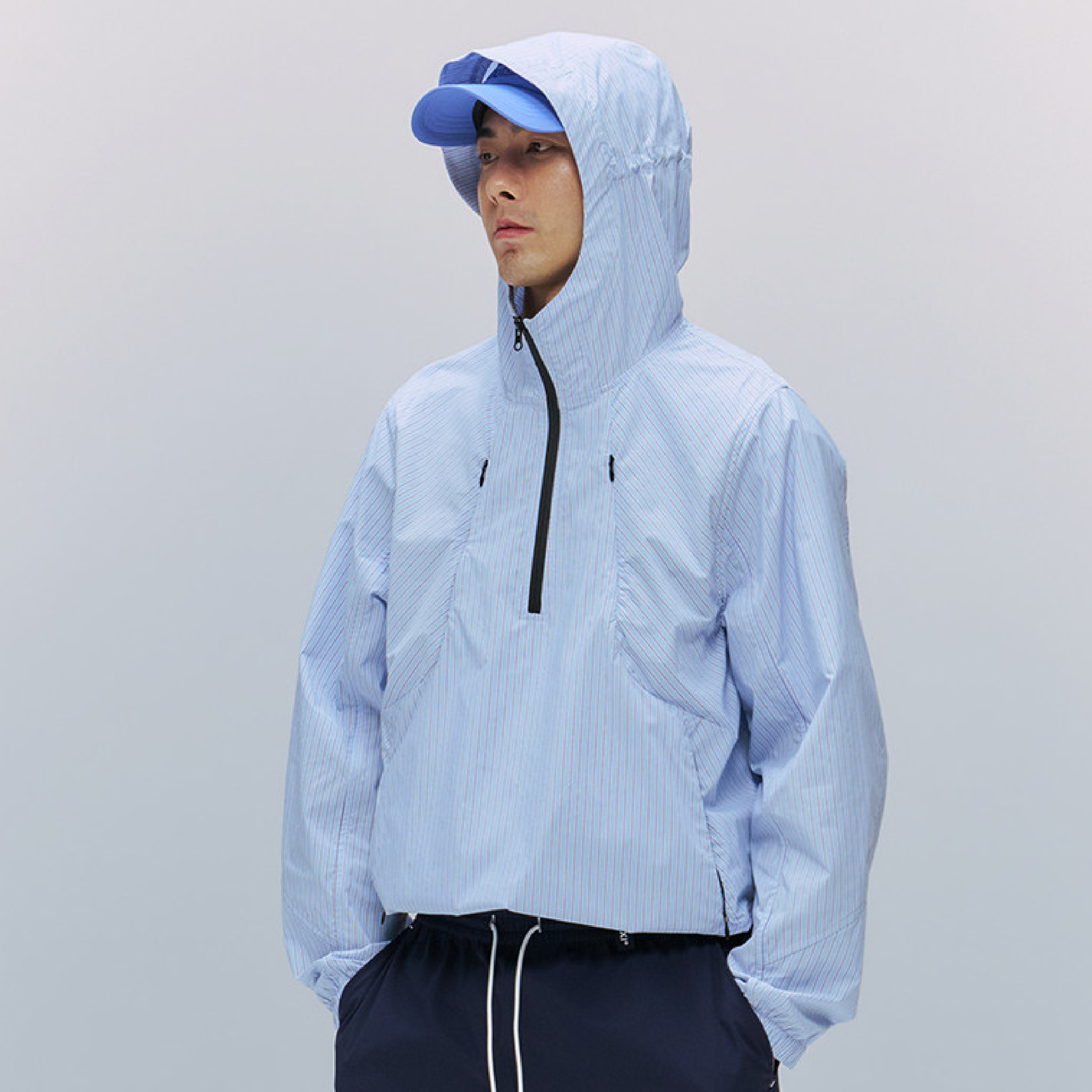 TANOXI Stripe Half Zip Hoodie 條紋 涼感防曬 半拉鏈外套 [TNX-J200]