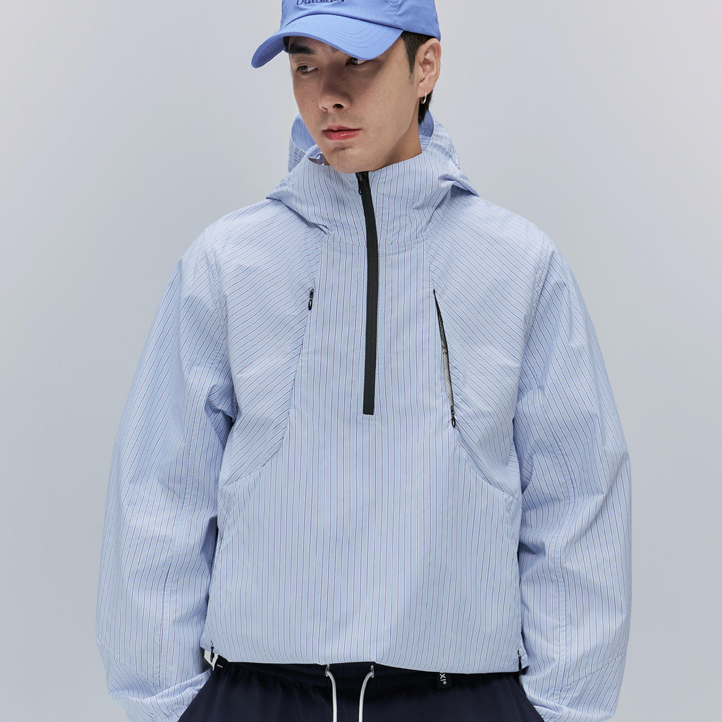 TANOXI Stripe Half Zip Hoodie 條紋 涼感防曬 半拉鏈外套 [TNX-J200]