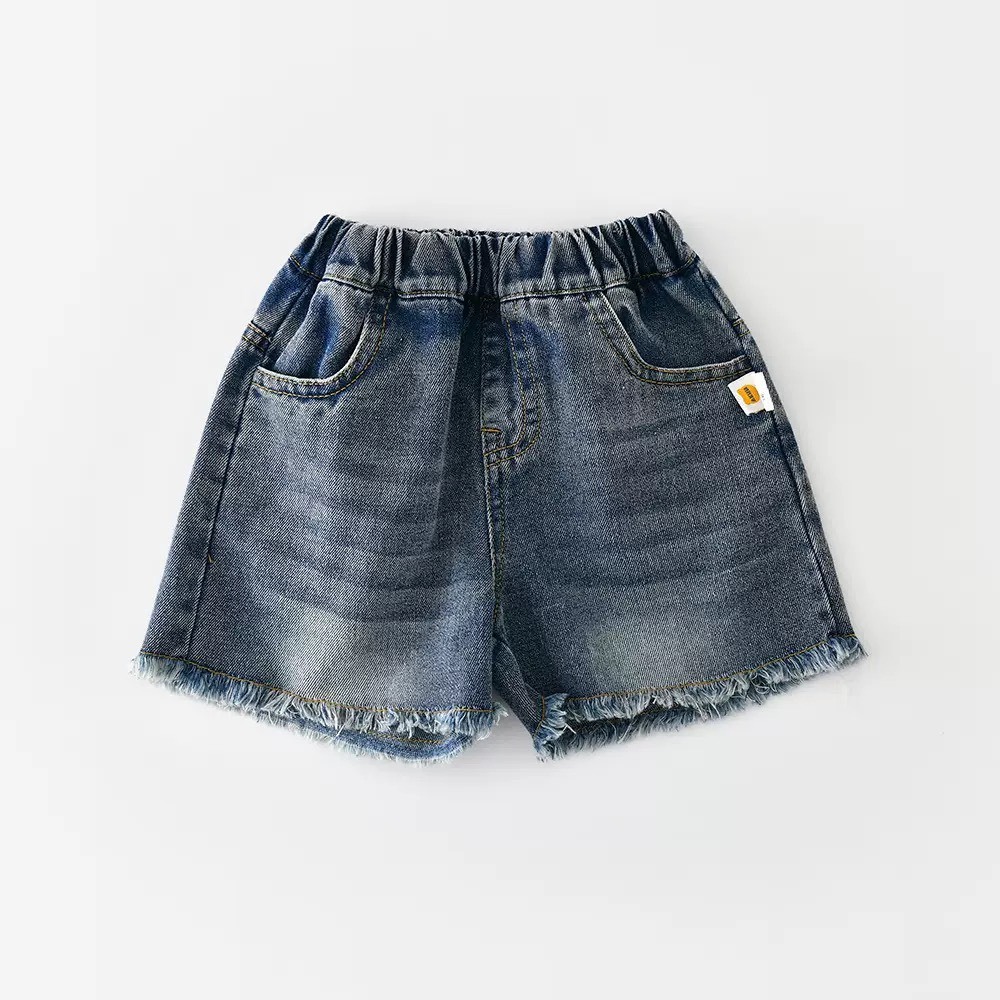 刷色毛邊牛仔短褲