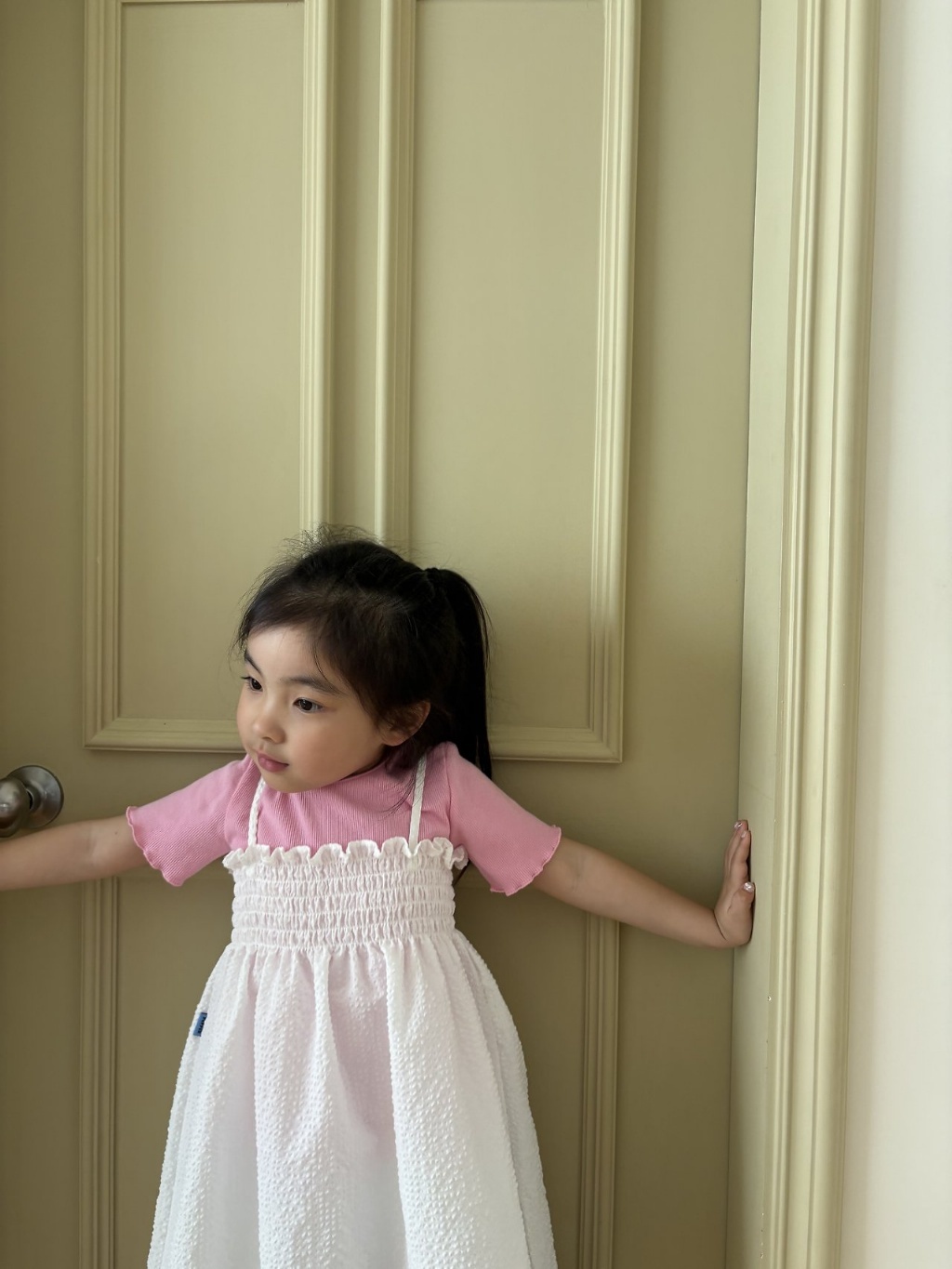 正韓夏pepper 夏季清新白吊帶洋裝