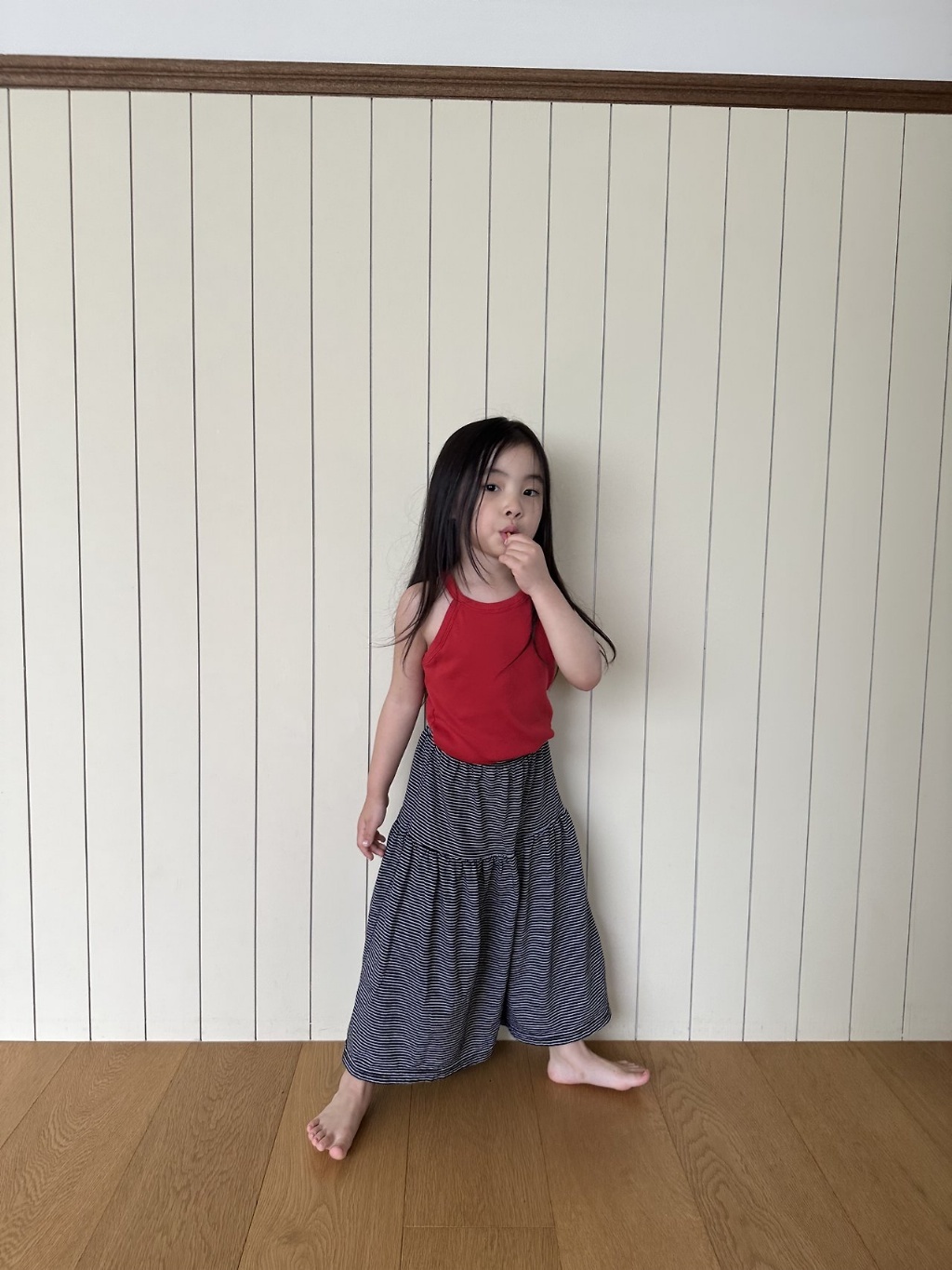 正韓夏pepper 親子裝_跟媽咪一起穿橫條紋中長裙