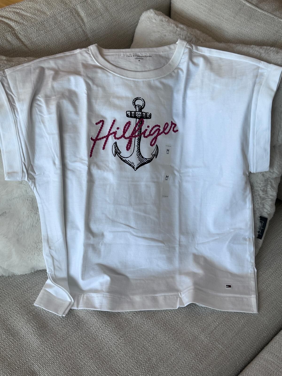 RY72 Tommy  女裝 撩草logo 白色短袖衫