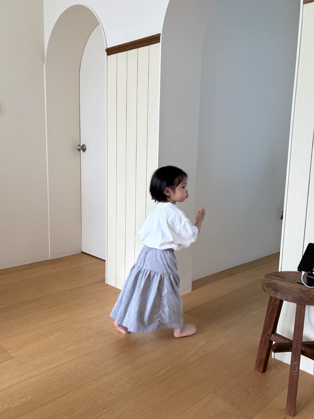 正韓夏pepper 親子裝_跟媽咪一起穿灰色中長裙