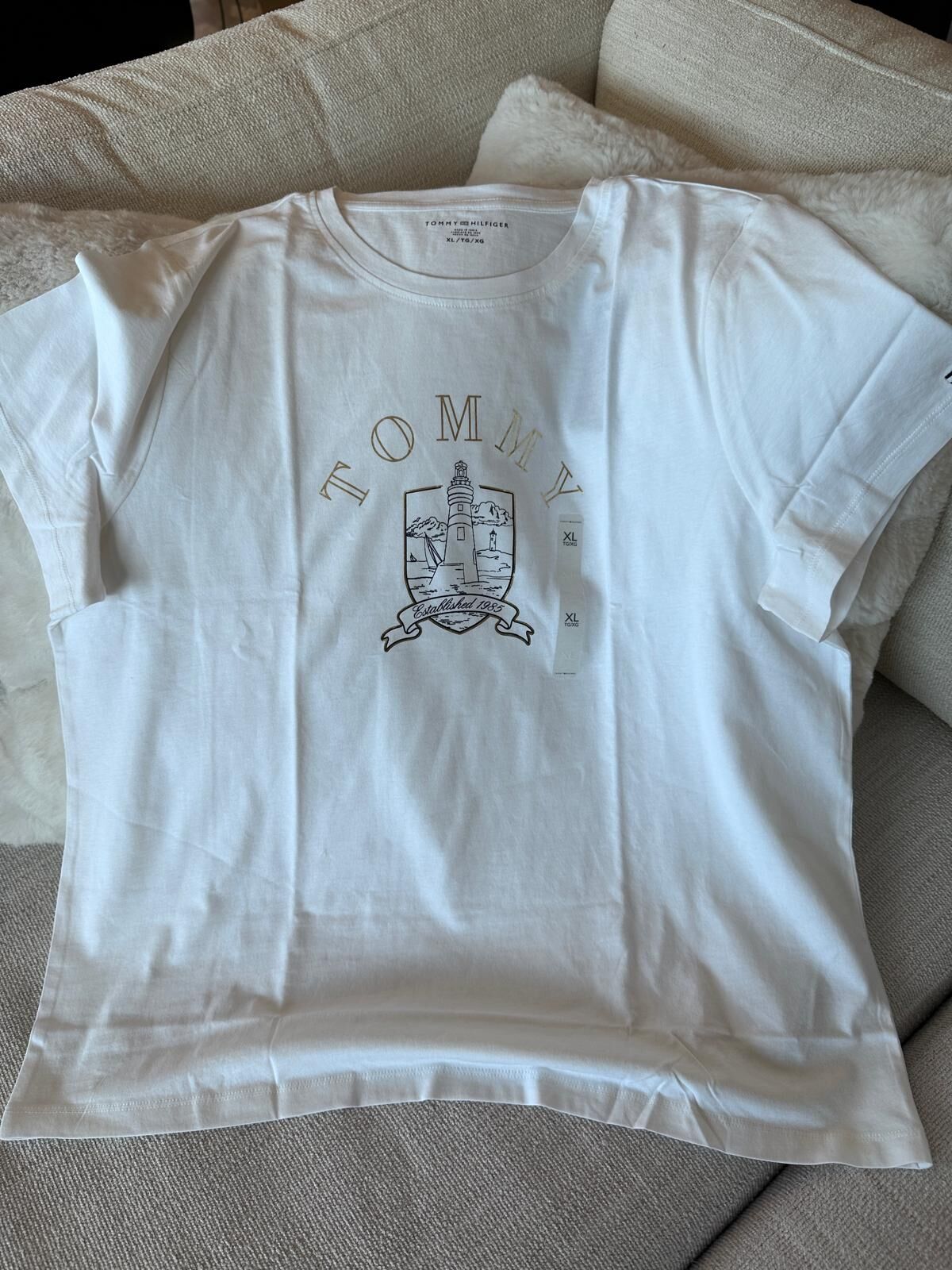 RY76 Tommy  女裝 燈塔圖案 白色短袖衫