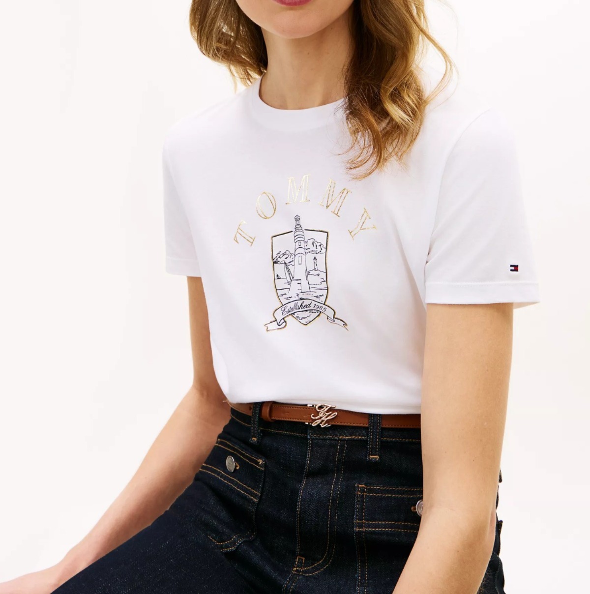 RY76 Tommy  女裝 燈塔圖案 白色短袖衫