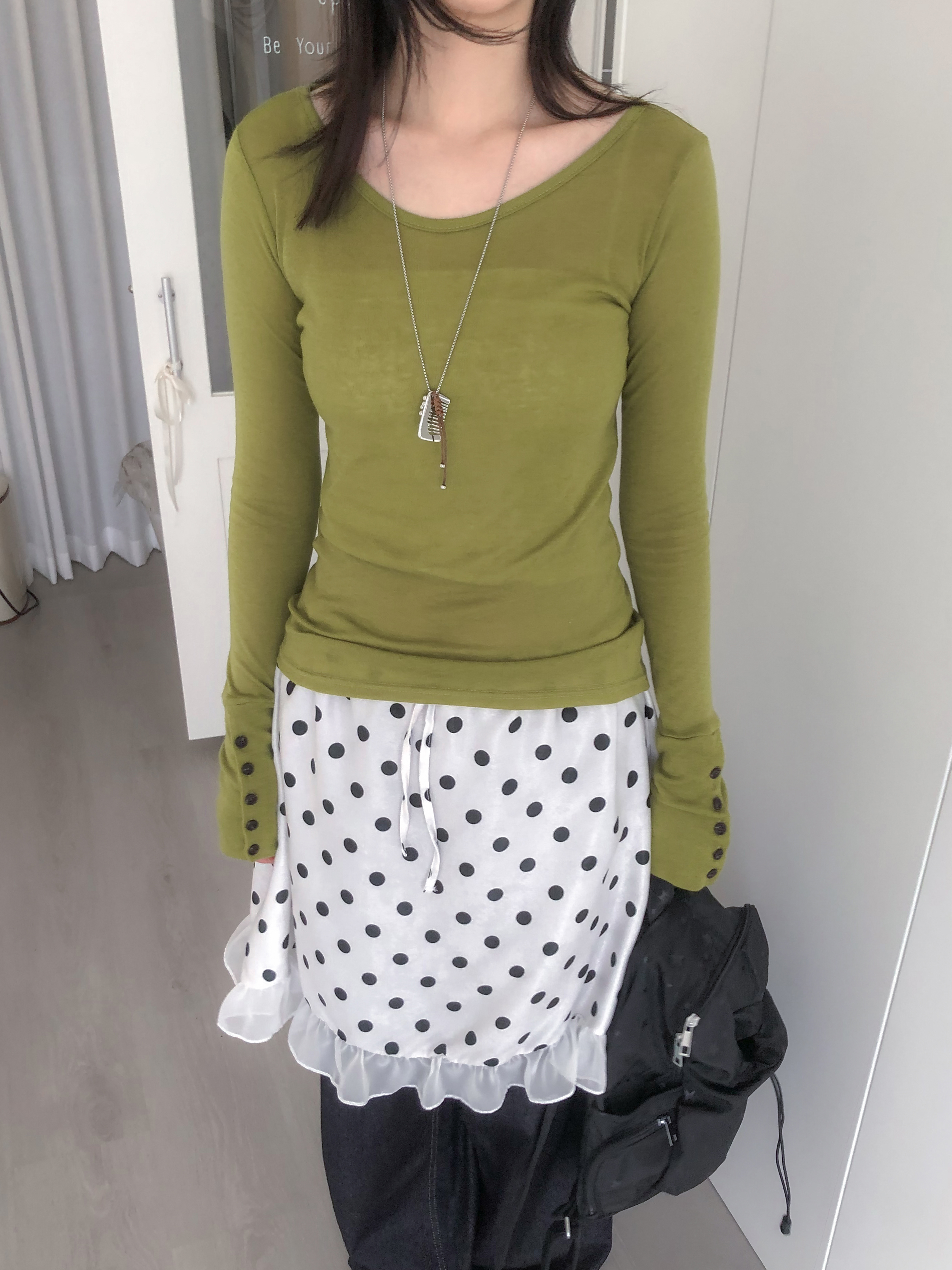 【discount】sleeve button tee #上衣