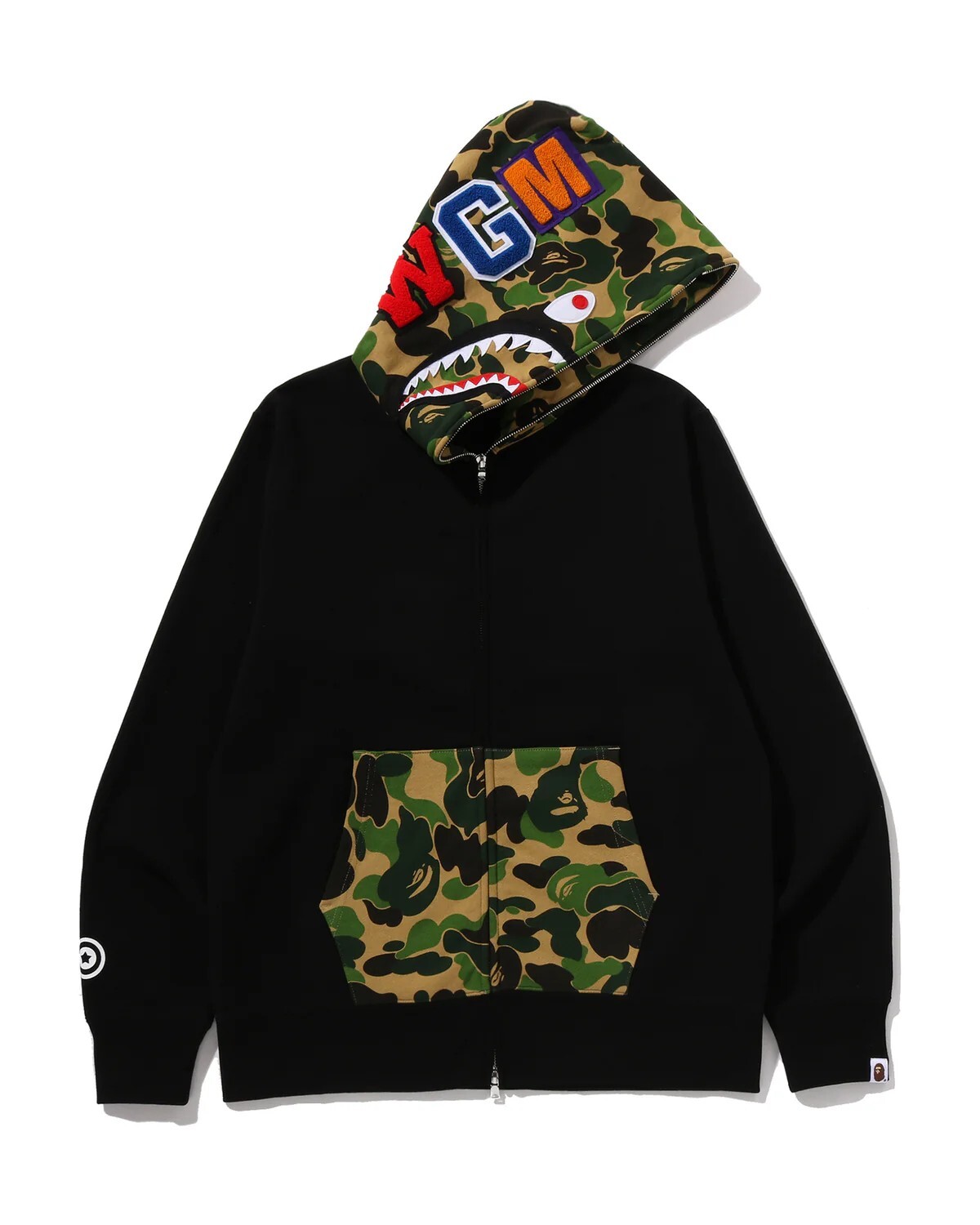 -(B6a01)-A BATHING APE ABC CAMO SHARK FULL ZIP HOODIE 鯊魚外套 綠迷彩-1M30115301