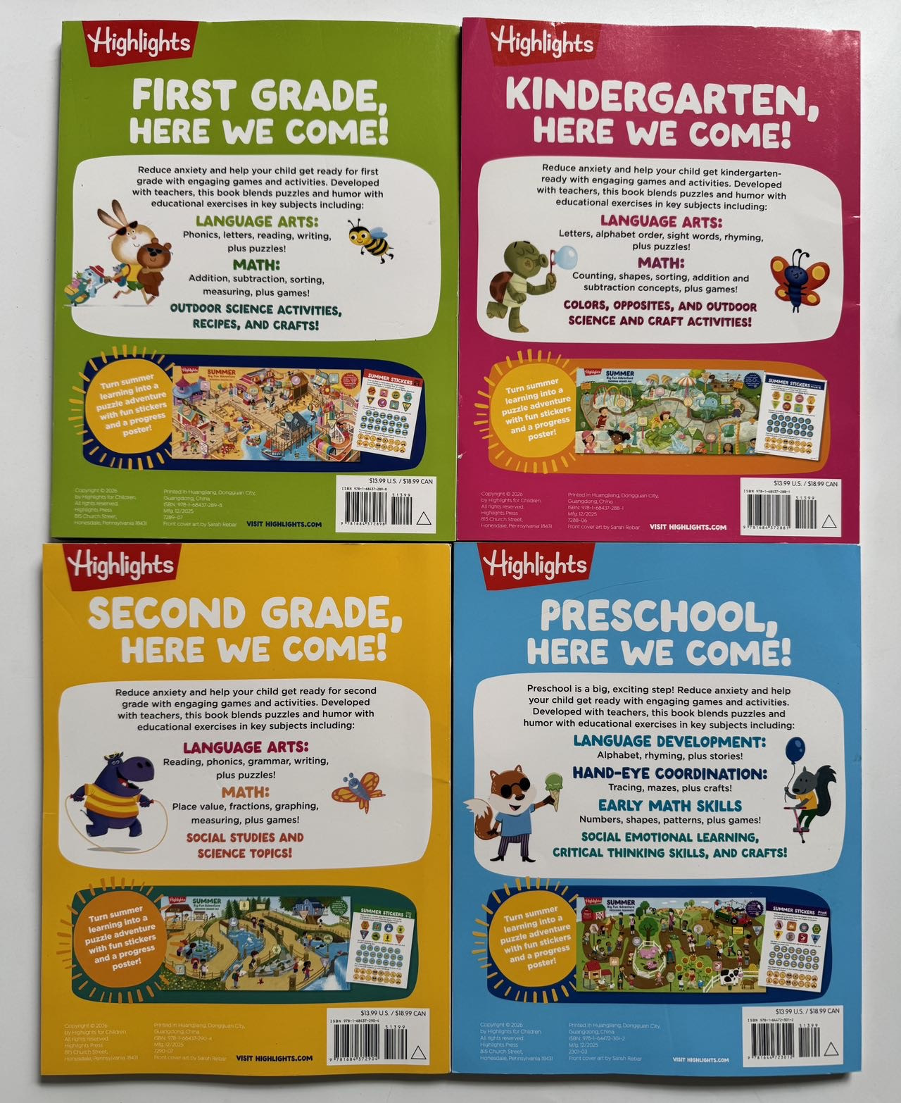 Highlights Summer Big Fun Workbook Collection (PreK–Grade 2, 4-Book Set)