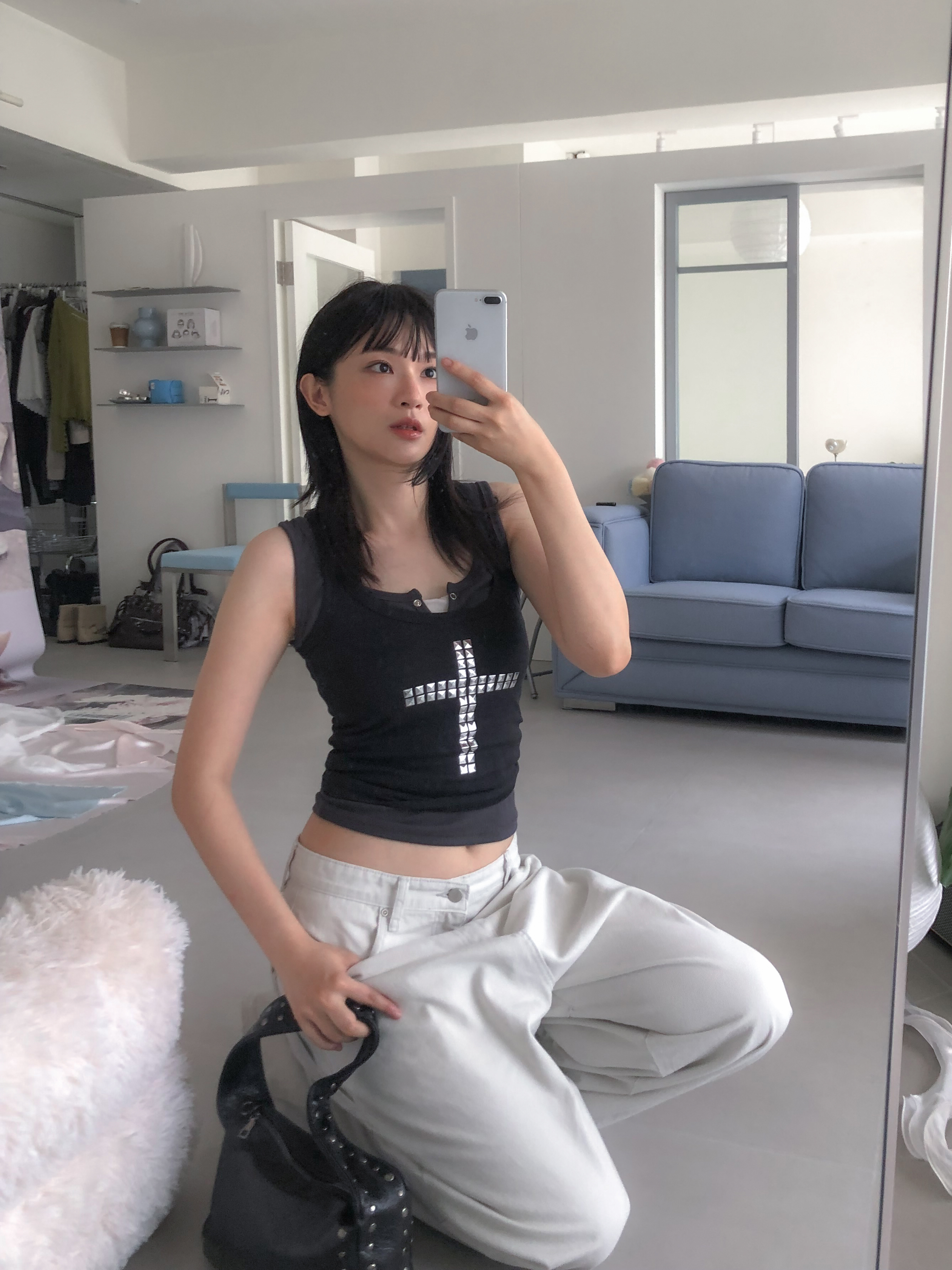 【discount】snap sleeveless tee #背心