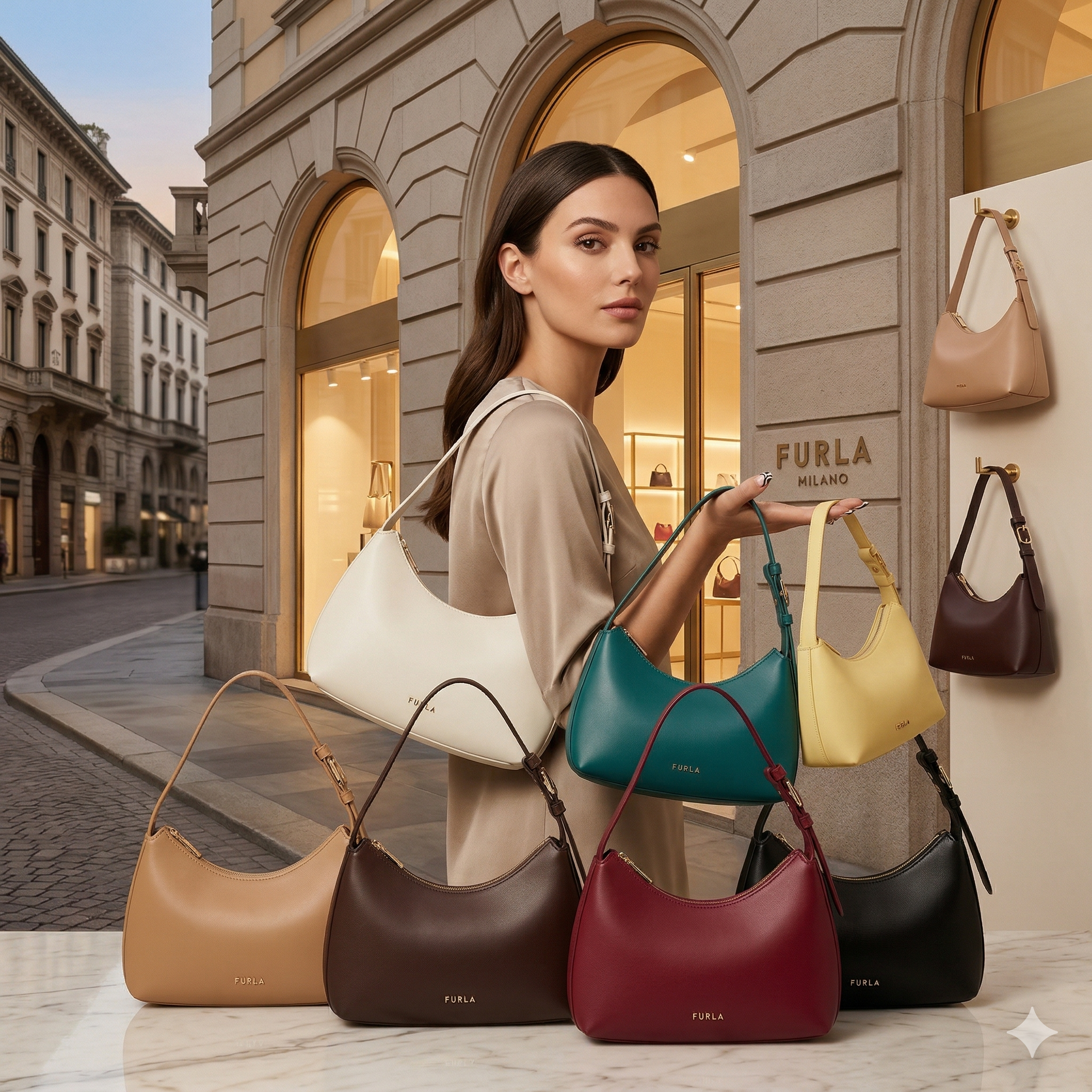 【預購】FURLA H040478 平滑牛皮半月腋下單肩包