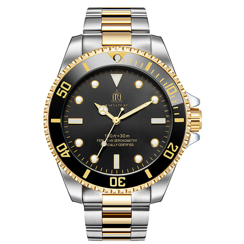 【RAKSA DUKE羅薩公爵】RSD-042 水鬼 陶瓷錶圈 夜光指針刻度 單向旋轉錶圈 不鏽鋼 機械 手錶