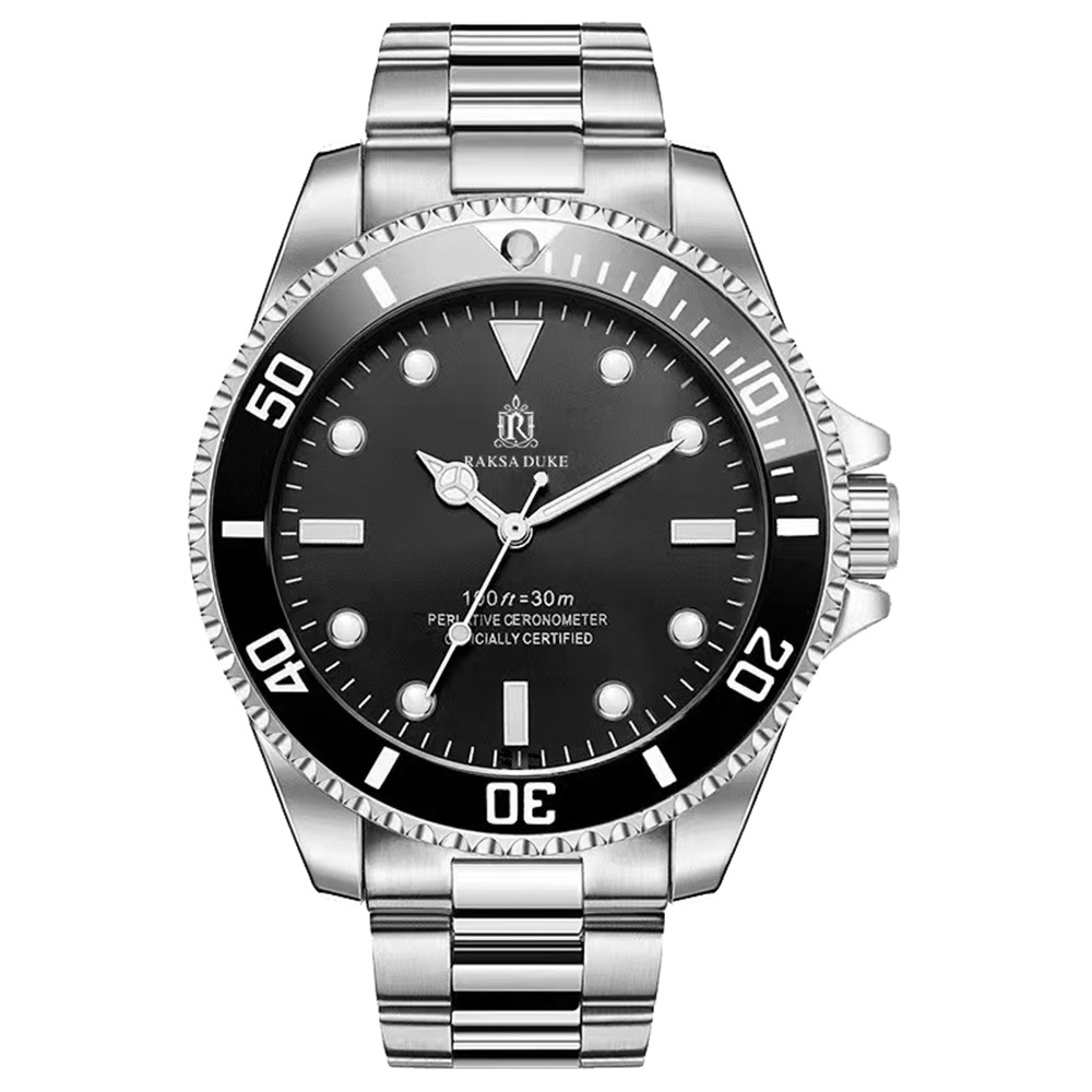 【RAKSA DUKE羅薩公爵】RSD-042 水鬼 陶瓷錶圈 夜光指針刻度 單向旋轉錶圈 不鏽鋼 機械 手錶