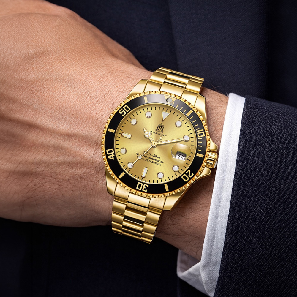 【RAKSA DUKE羅薩公爵】RSD-043 水鬼 陶瓷錶圈 夜光指針刻度 單向旋轉錶圈 日期 不鏽鋼 機械  全金 手錶