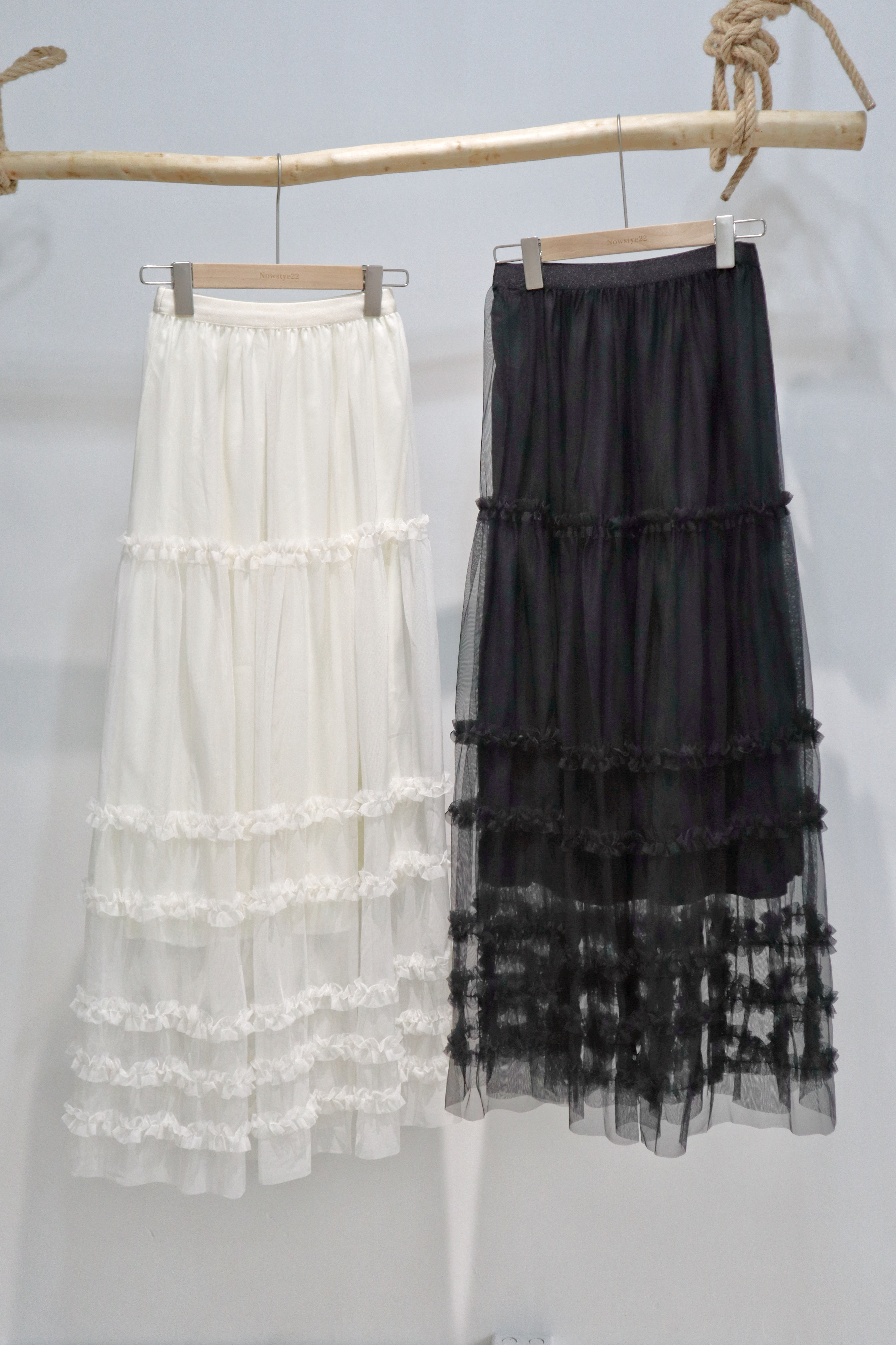 百搭~ 紗紗多重Ruffles 下身裙 兩色入