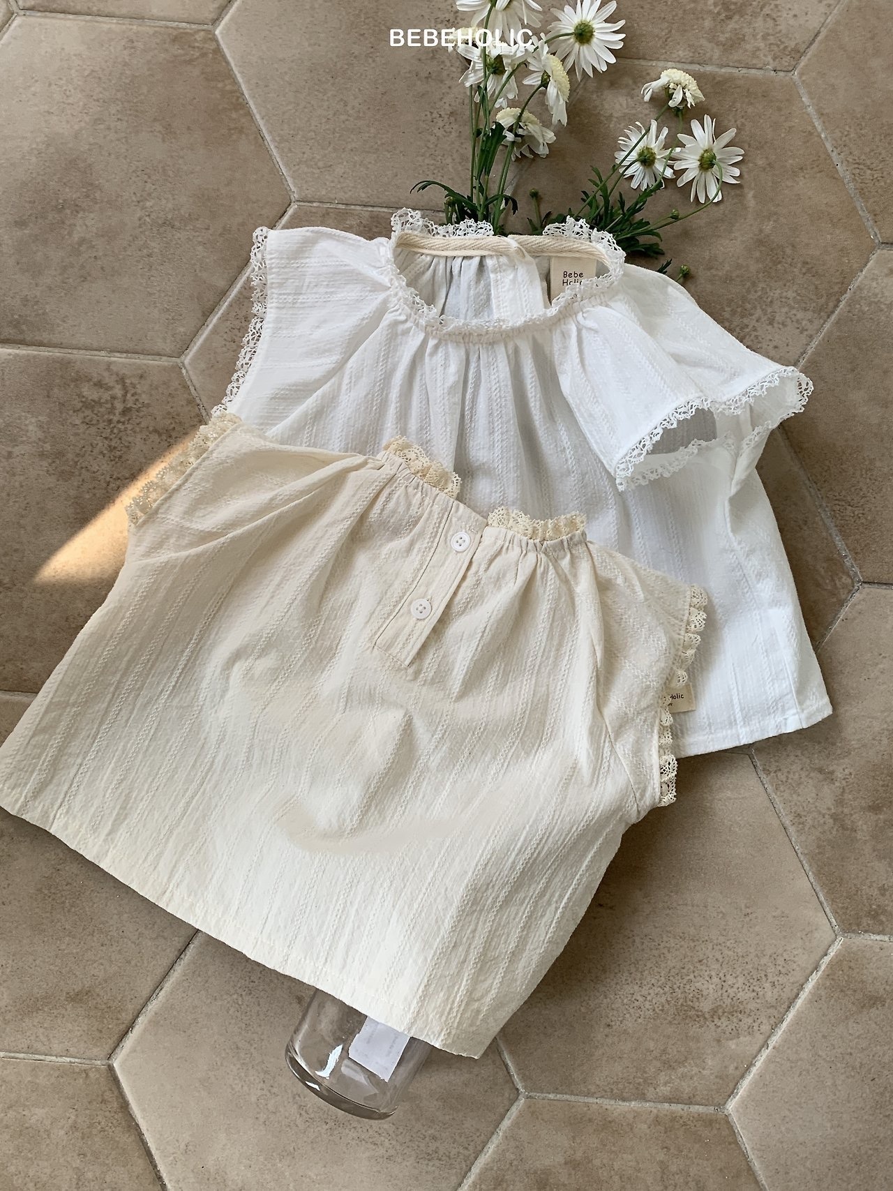Bebe Holic Lace Trim Blouse
