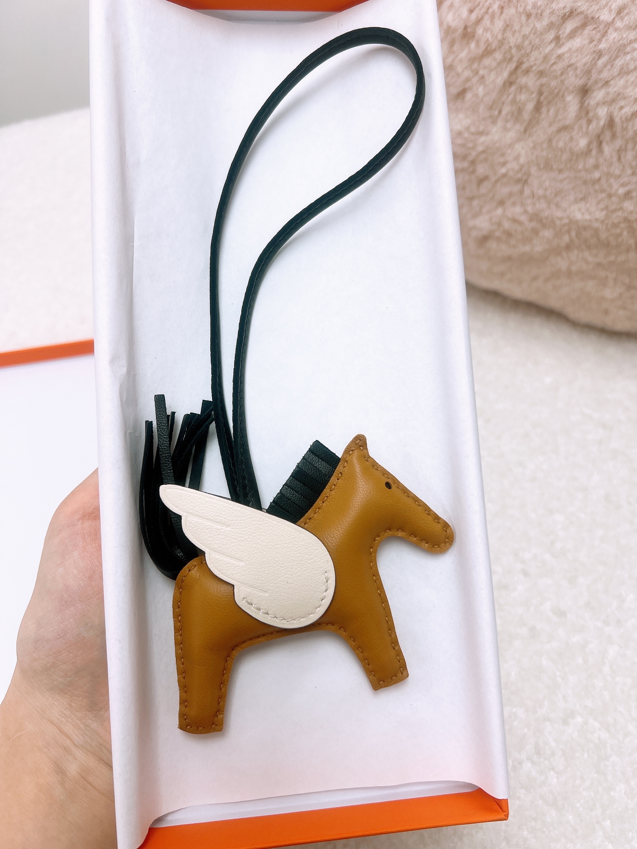 *Unused* Hermes rodeo pegase charm pm (sesame/ black/ nata/ stamp B)