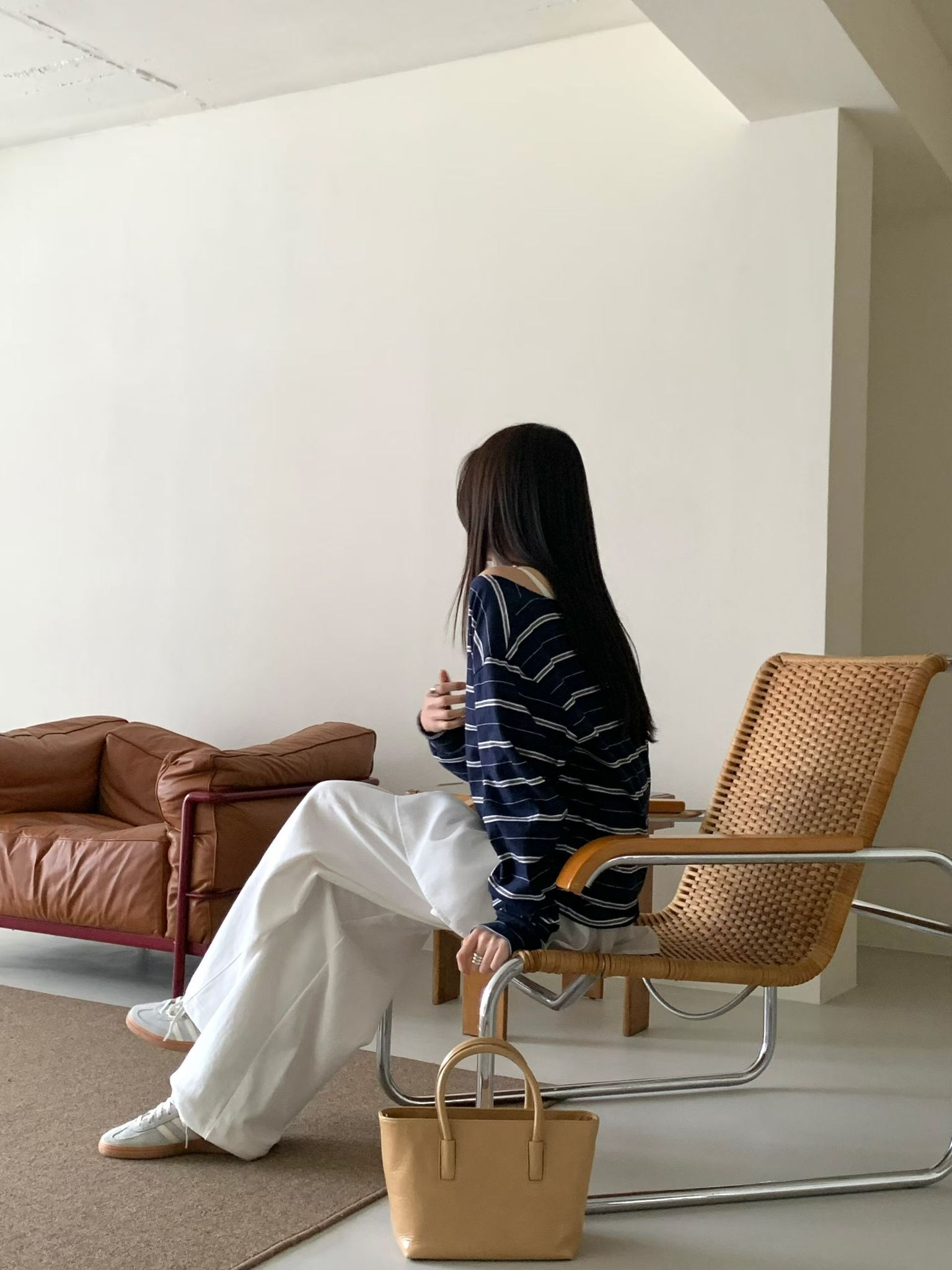 跌膊橫間薄長袖(深藍色)