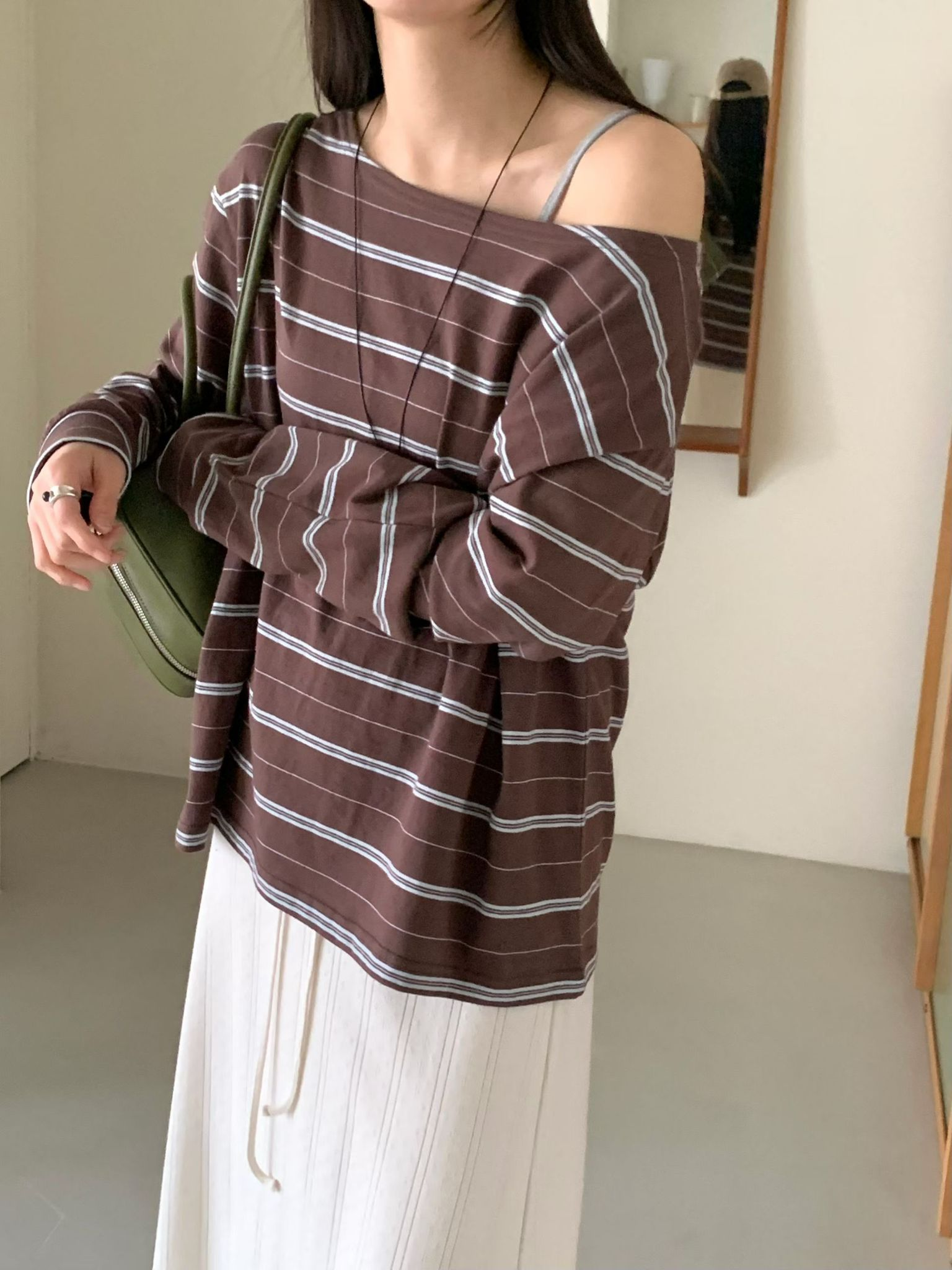 跌膊橫間薄長袖(啡色)