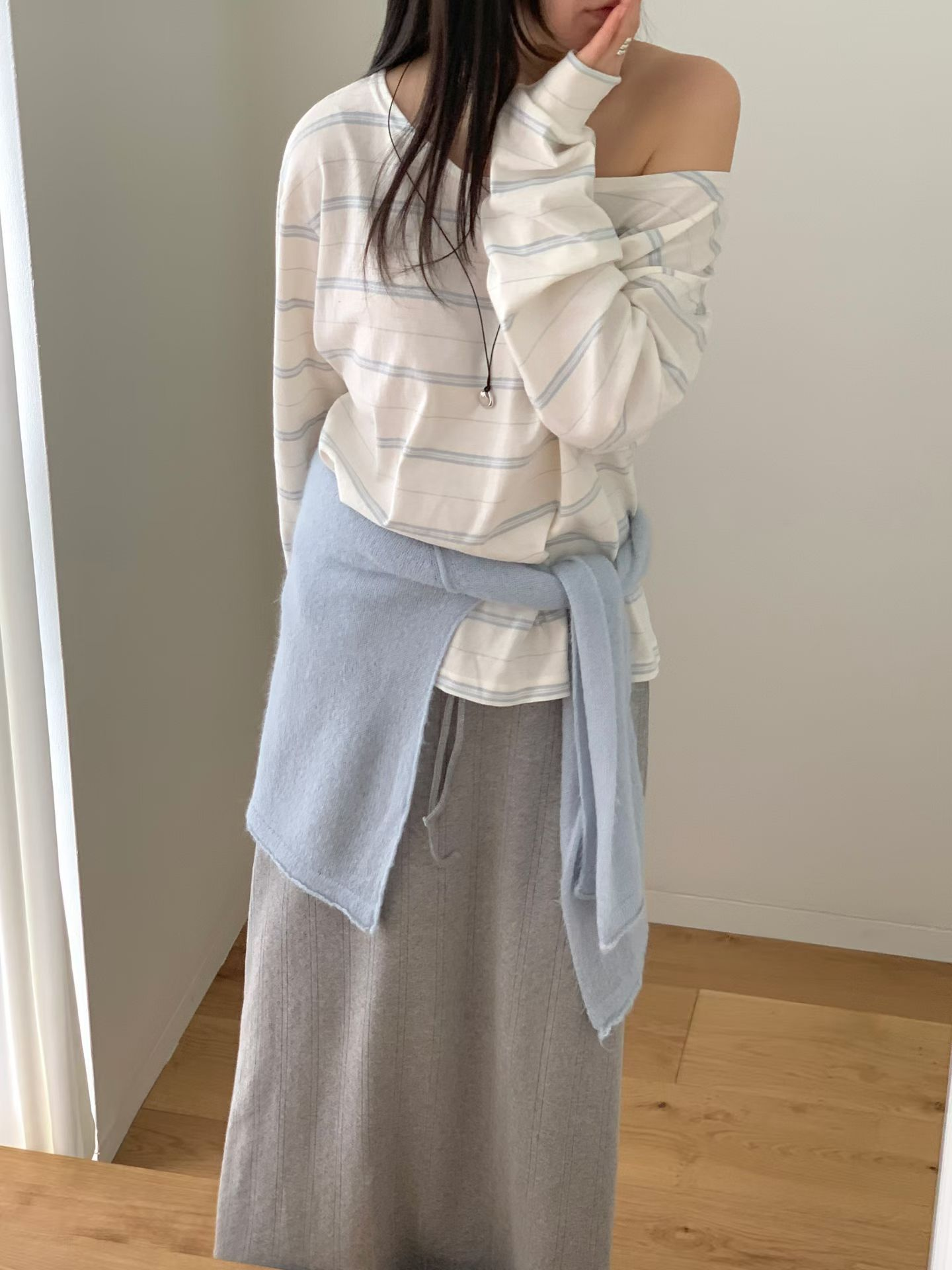 跌膊橫間薄長袖(米色)