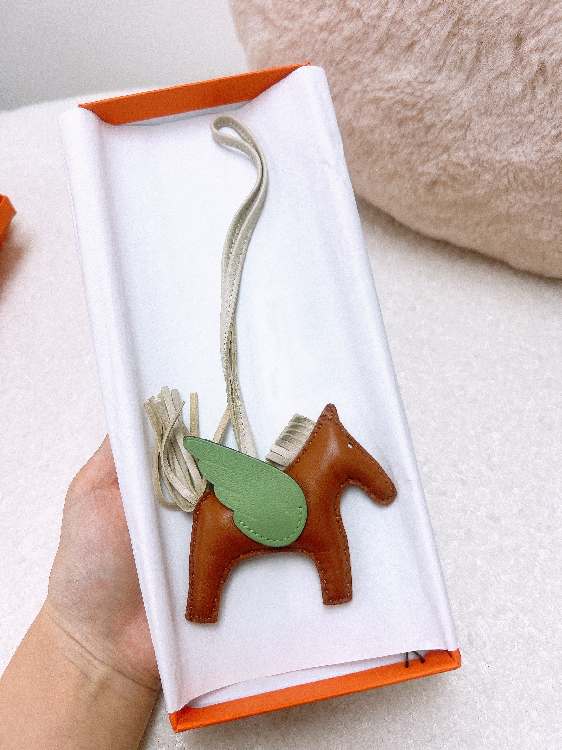 Hermes rodeo pegase pm (gold/ green/ craie/ stamp b)