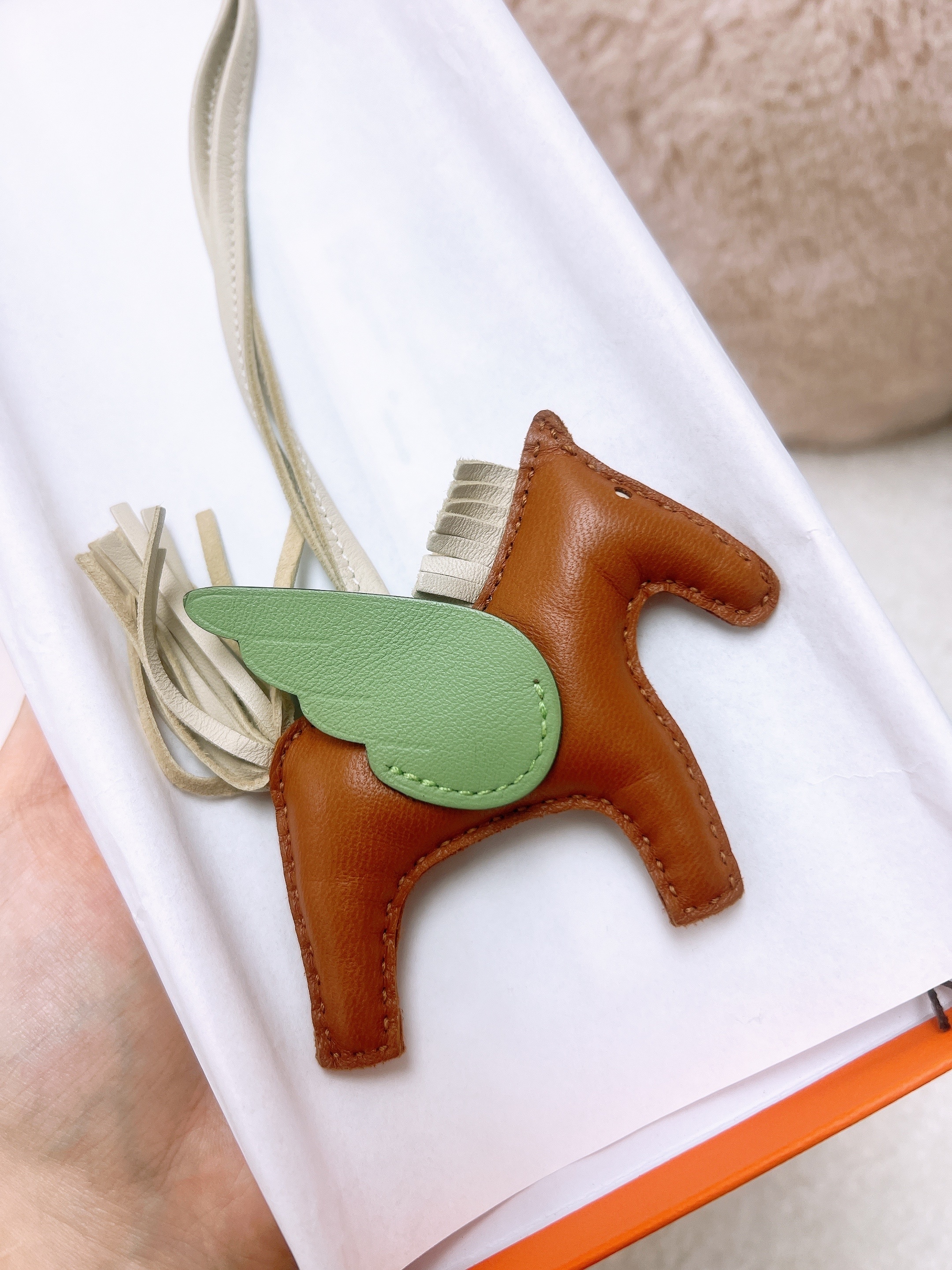 Hermes rodeo pegase pm (gold/ green/ craie/ stamp b)