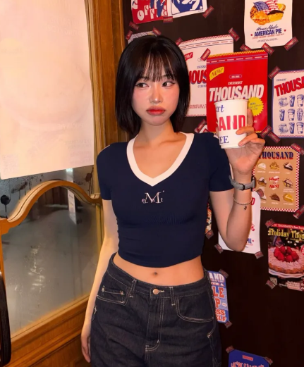 韓國🇰🇷連線 MUCENT 邊線撞色羅紋短袖短版T恤 撞色 短袖 T恤 修身 短版 羅紋 3色(任買兩件7-11免運)/預購