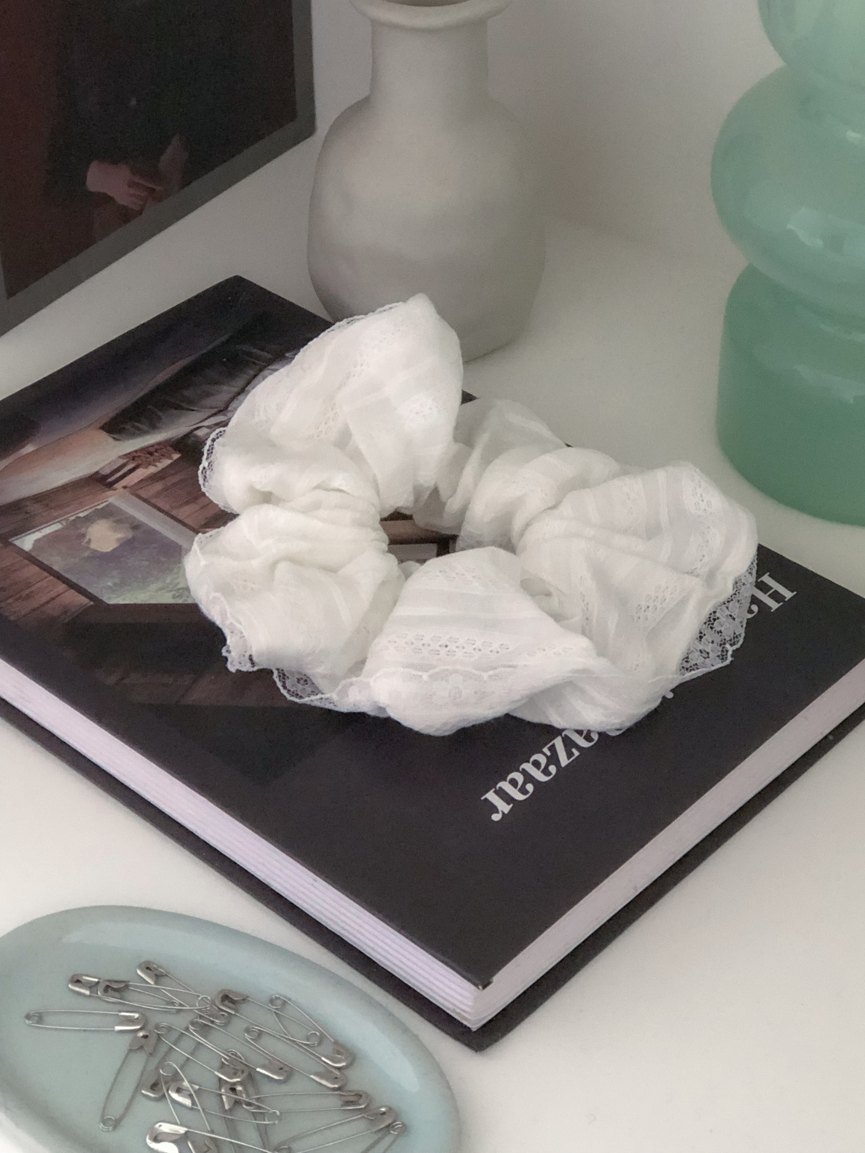 法式奶霜蕾絲大腸圈