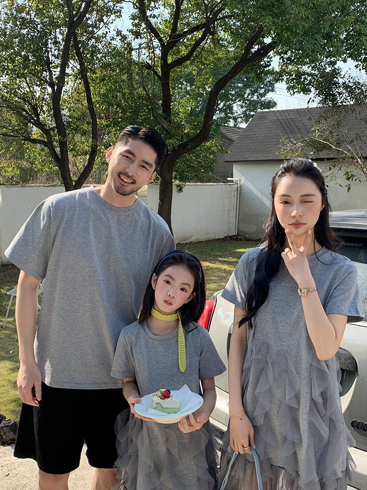 【H0609】Family｜灰色系上衣/蓬蓬裙網紗連衣裙/(80-3XL)
