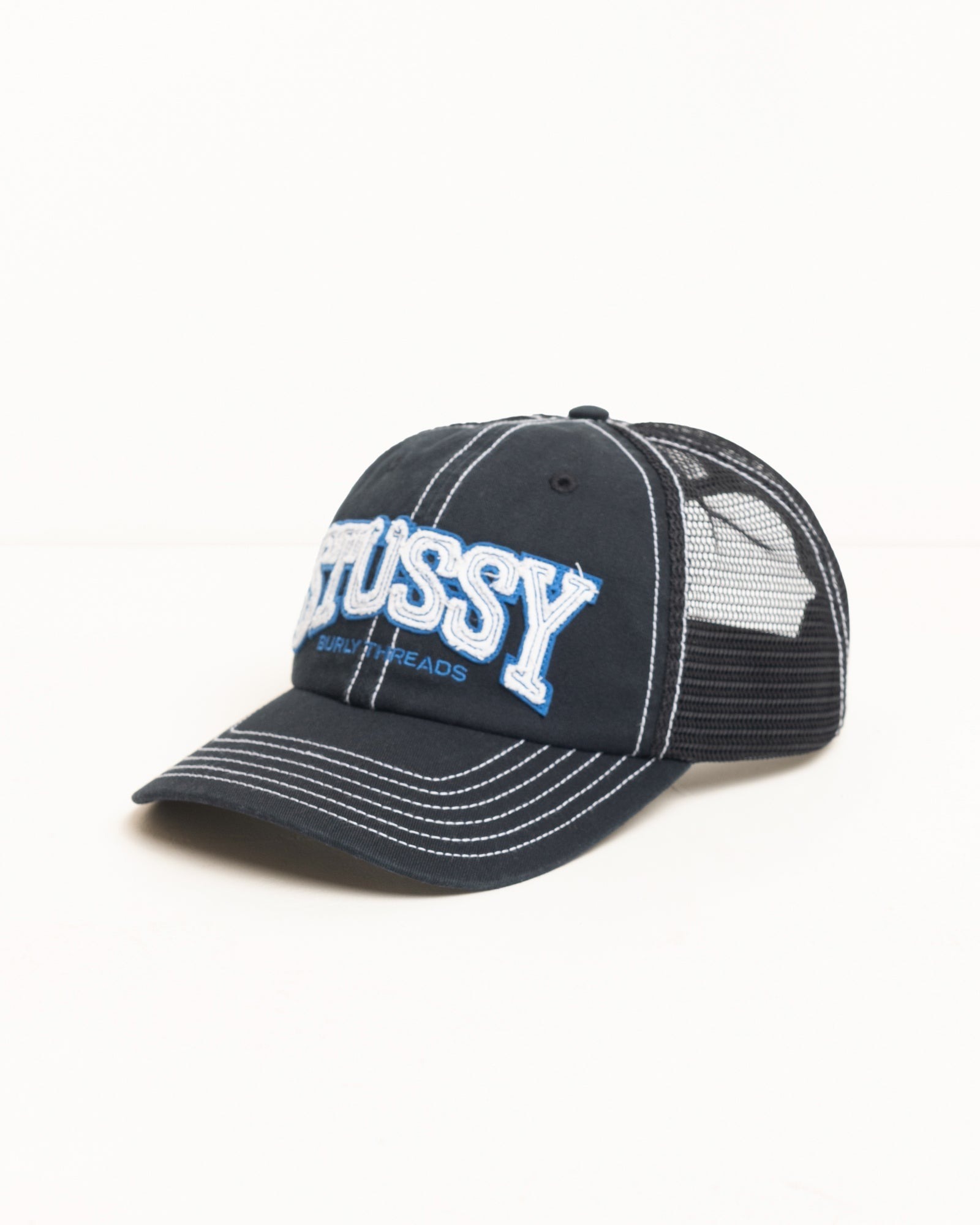 2026SS STUSSY MID-DEPTH BURLY THREADS TRUCKER LOGO 字體 網帽 帽子 現貨 1311200