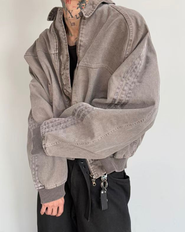 洗水三間反領拉鍊外套 Hestory-098JK