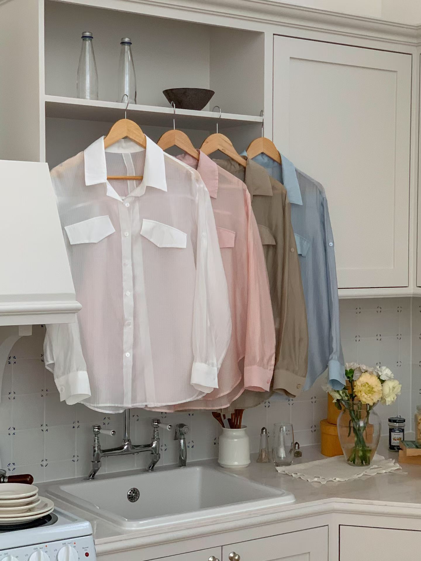 GI6003 透膚假口袋防曬襯衫