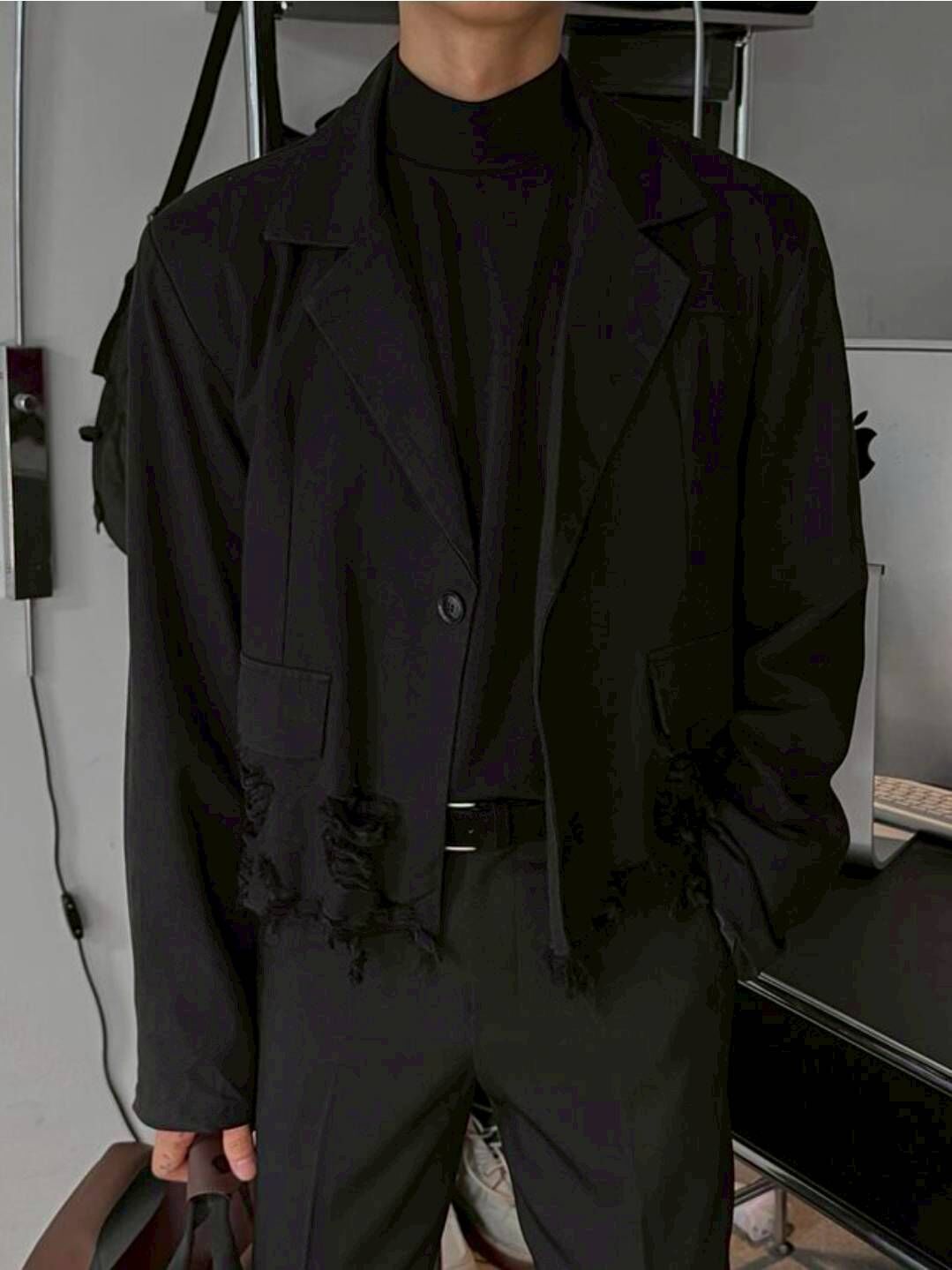 (韓國獨家特價)破壞造型短款西裝外套