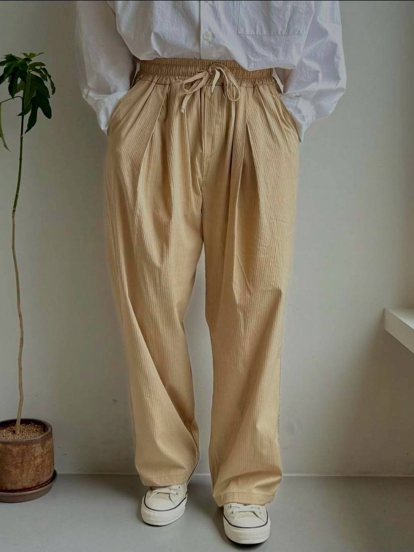 (韓國獨家特價)紋理摺襟雅痞休閒褲