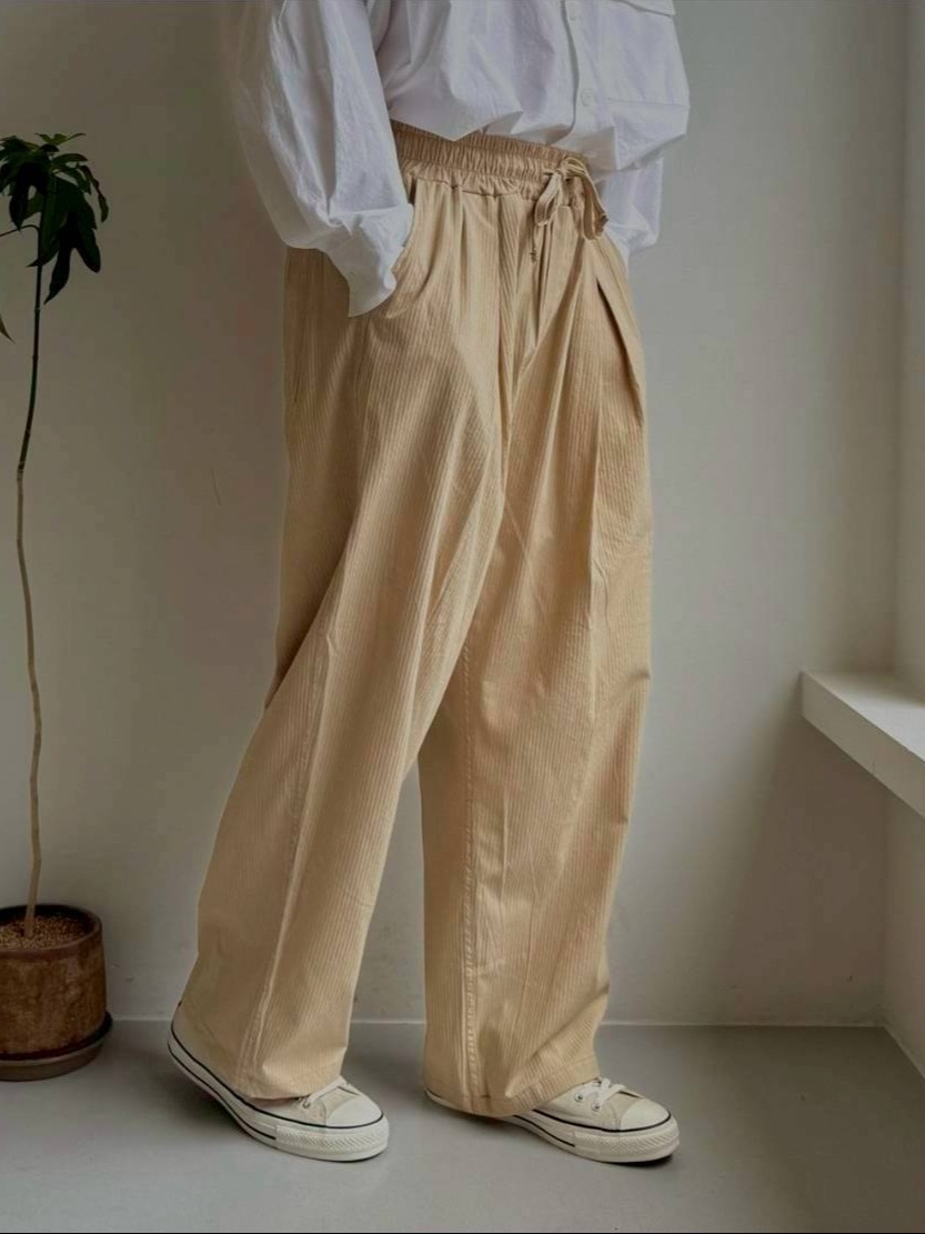 (韓國獨家特價)紋理摺襟雅痞休閒褲