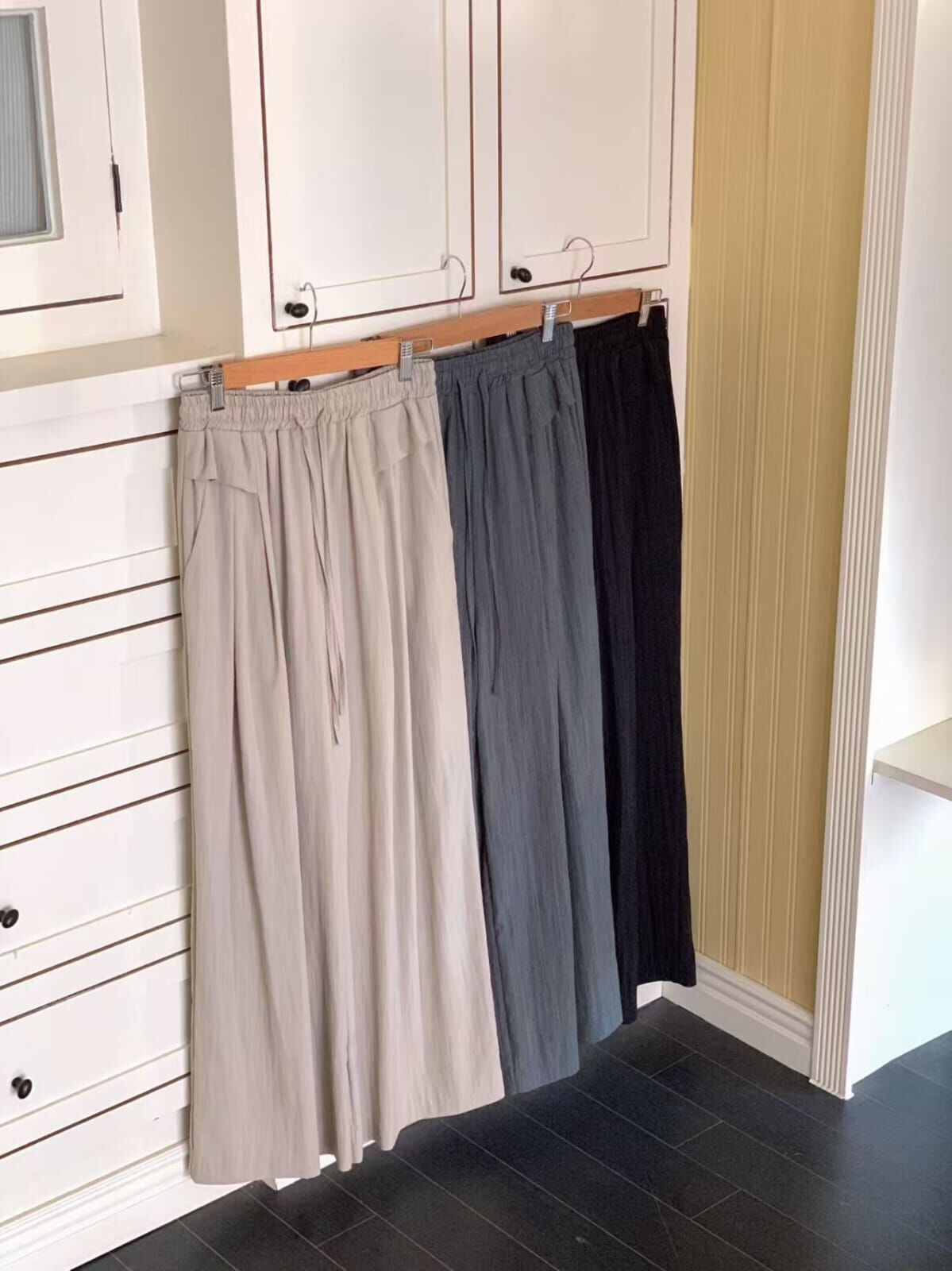 GI6018 全橡筋束腰繩寬鬆休閑褲