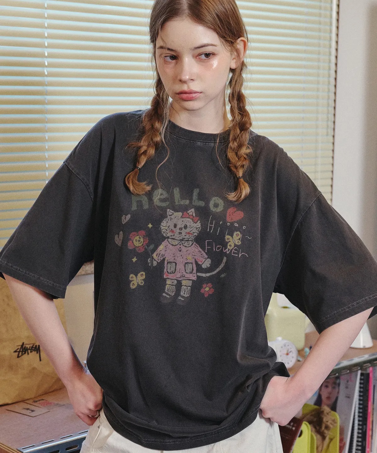 CPGN STUDIO HELLO FLOWER PIGMENT T-SHIRT