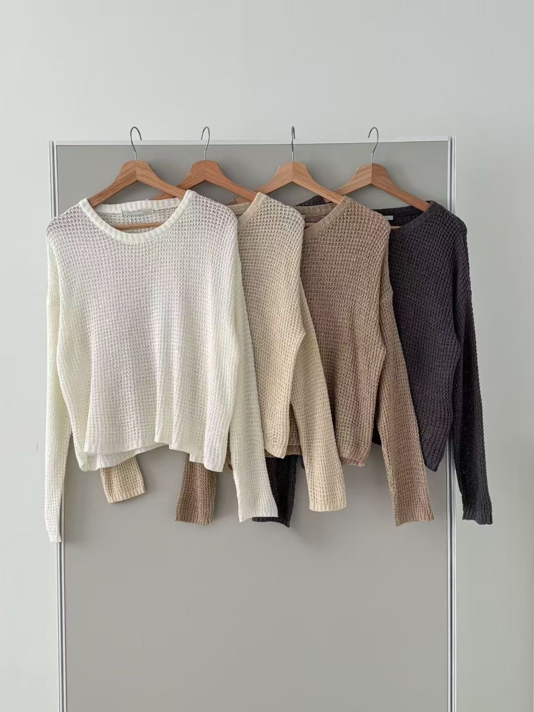 GI6035 窩夫織紋圓領上衣