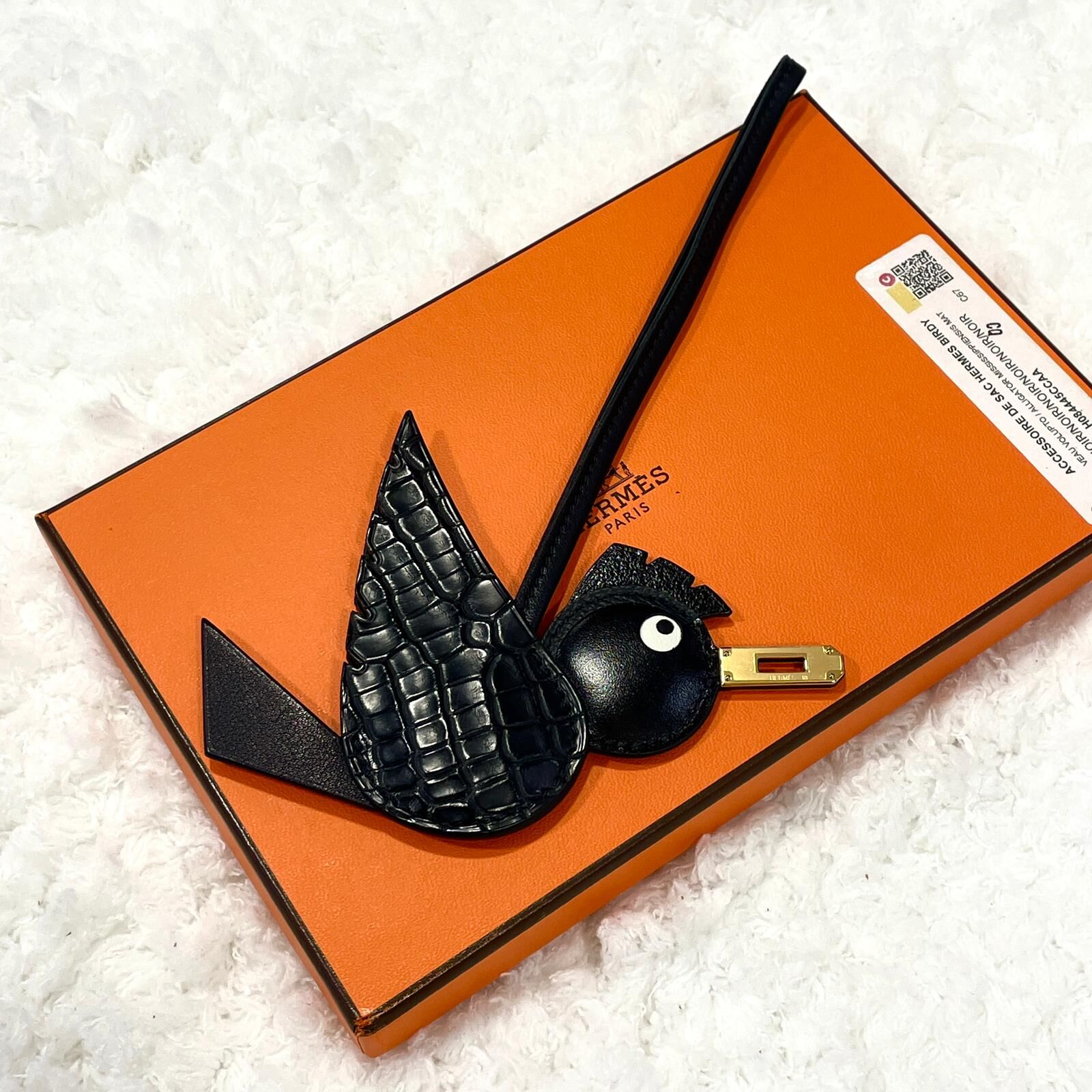 全新HERMES Birdy So Black Touch 小鳥掛件 黑色拼鱷魚皮 愛馬仕手袋吊飾, #BRAND NEW #香榭站正品