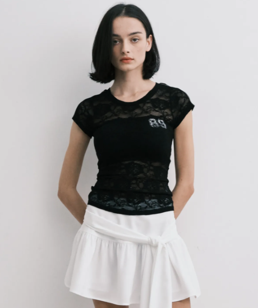 MIDNIGHT MOVE蕾絲球衣 合身上衣 蕾絲上衣 球衣