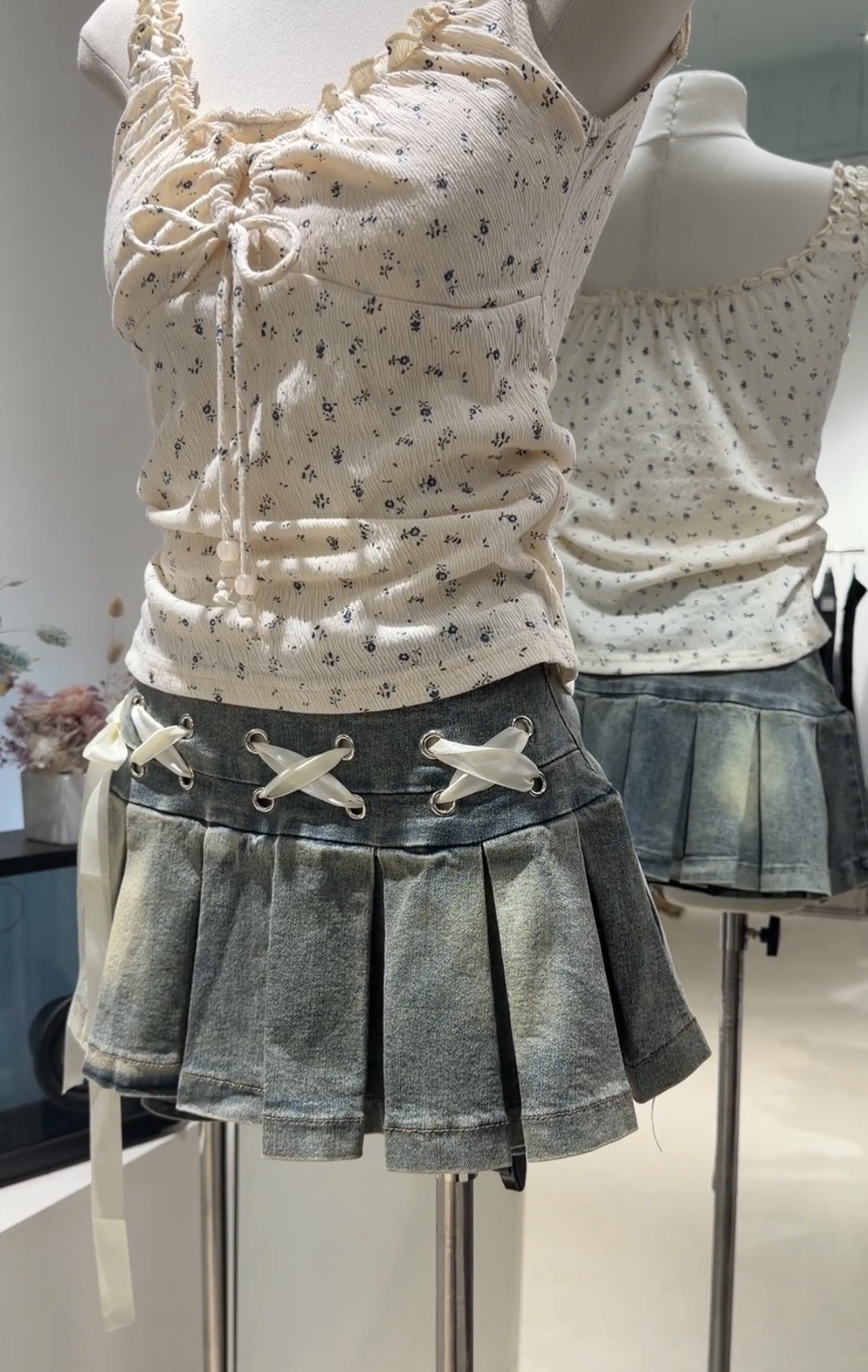牛仔織帶蝴蝶結短裙🎀