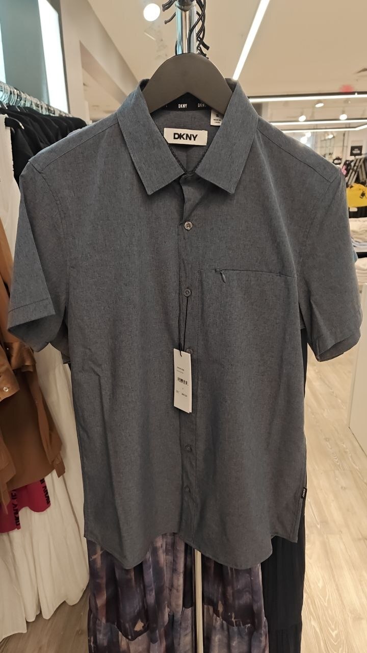 [U] DKNY BLUE HEATHER MEN'S SHORT SLEEVE POLO SHIRT, DKSW1838-BLUE HEATHER (UD278)