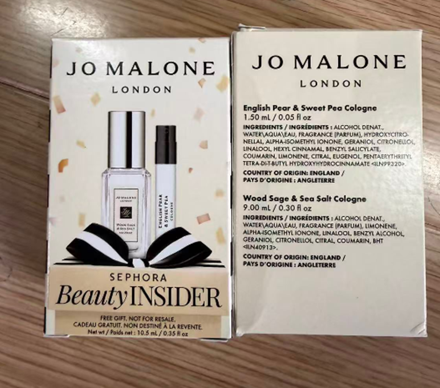 XU038 Jo Malone 香水小樣套盒（鼠尾草海鹽9ml+英國梨甜豌豆1.5ml ） Exp: 2027.04