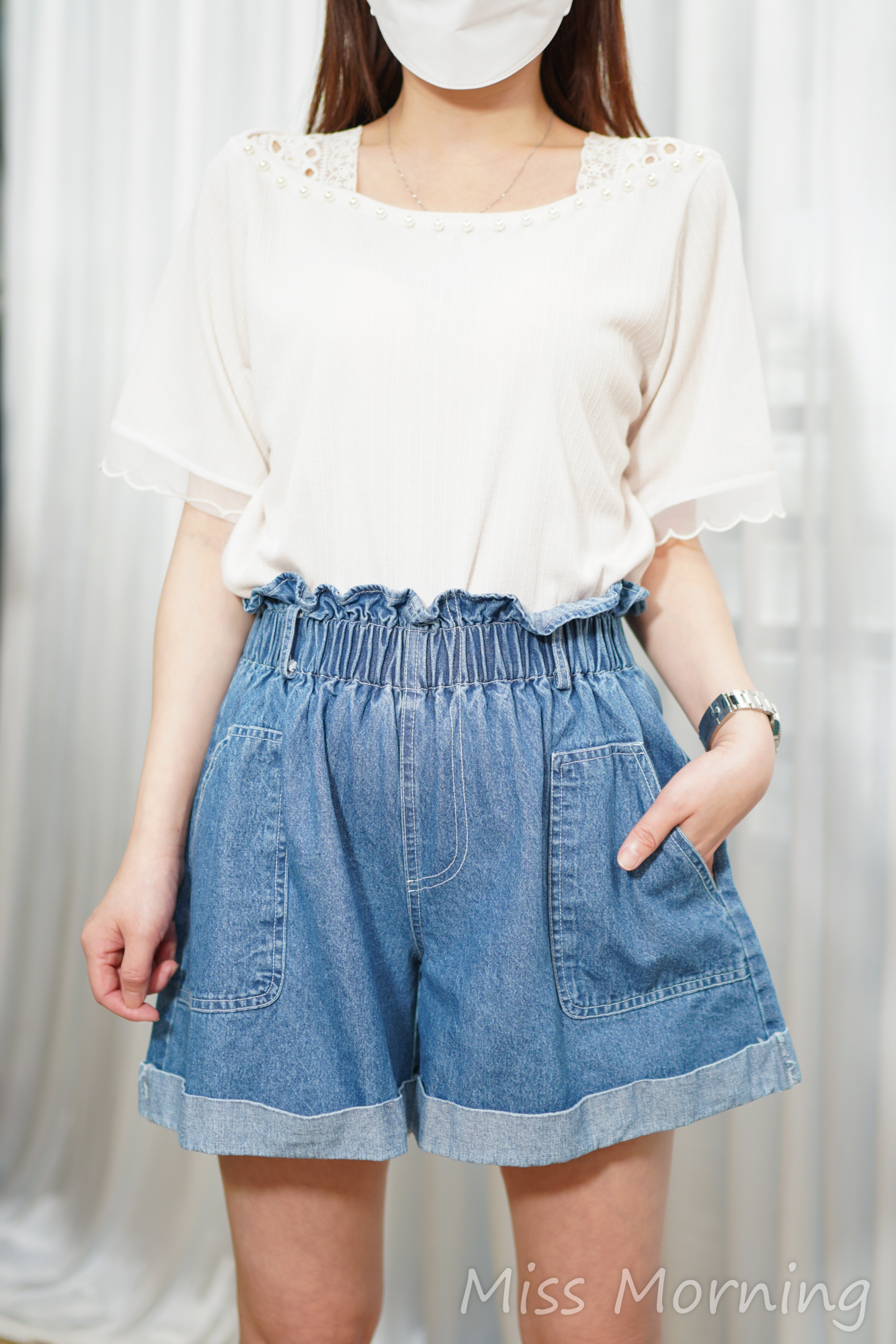 拼lace肩tee(15142)